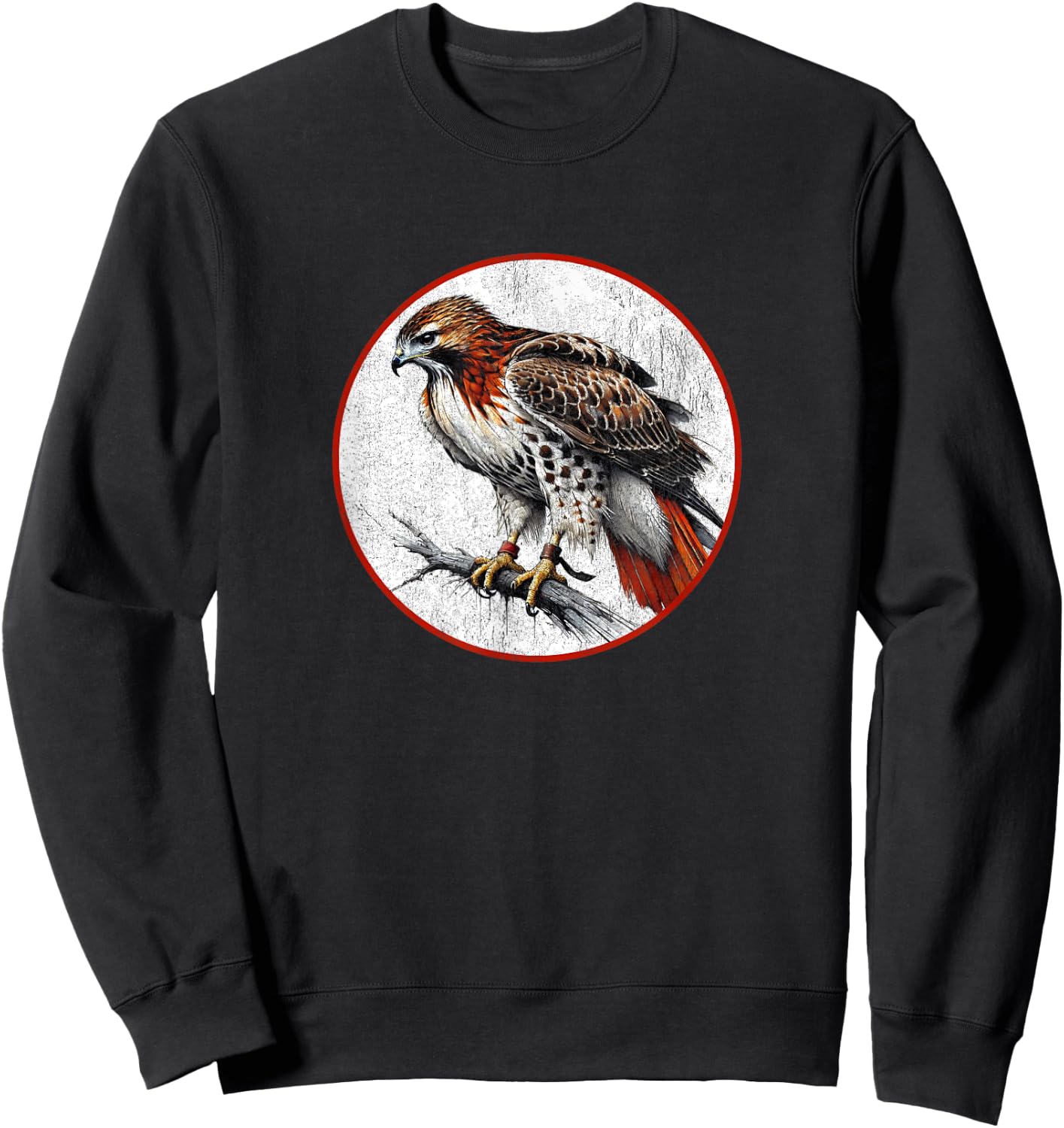Colorful Retro Red Tailed Hawk Bird Design Sweatshirt - Sweatshirt | Black
