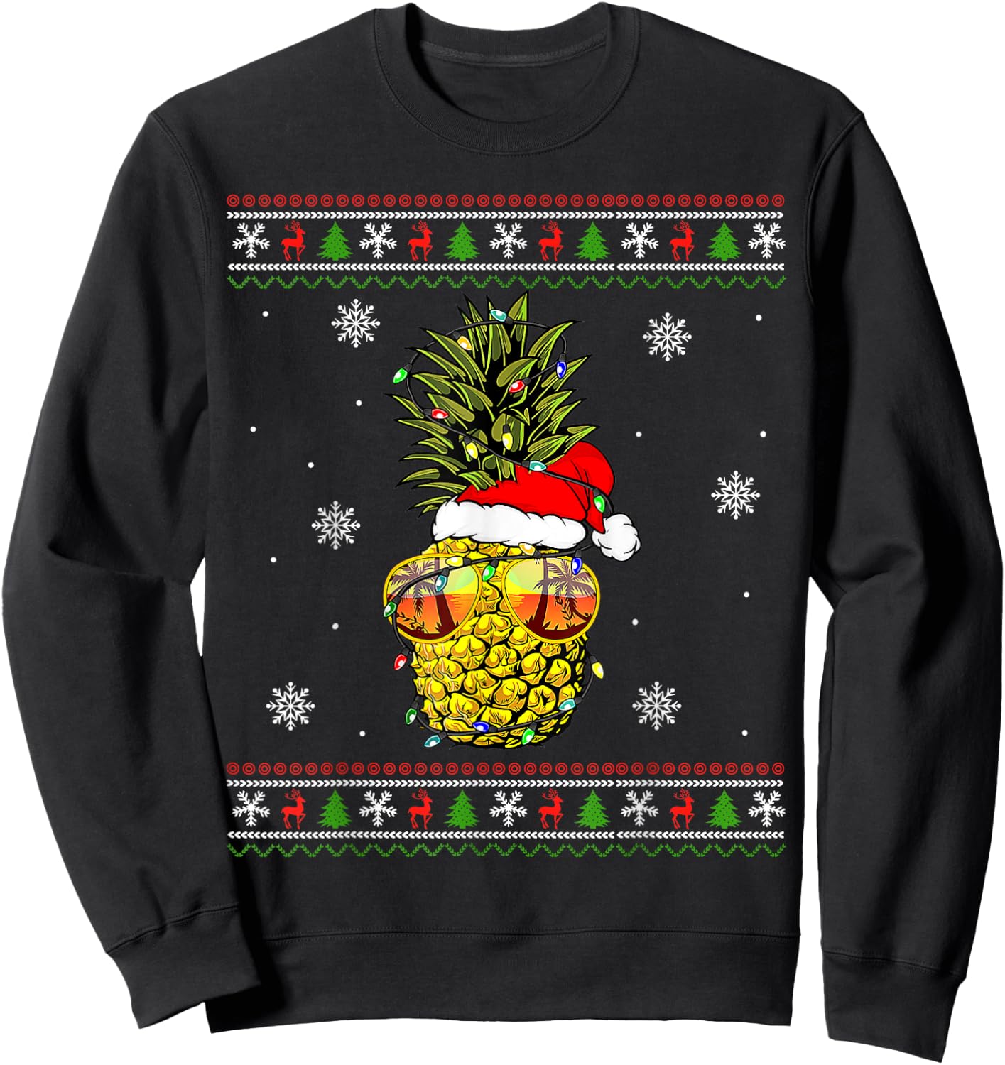 Pineapple Christmas Tree or Christmas in July Ugly Sweater Sweatshirt - Sweatshirt | Black