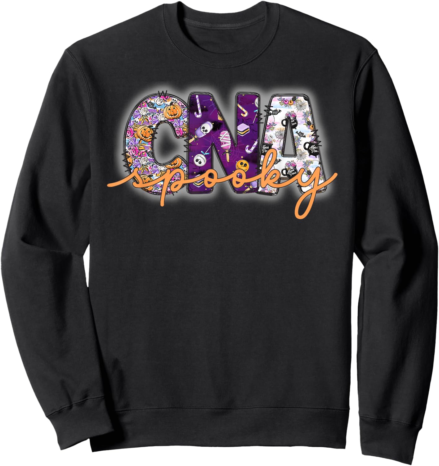 Spooky CNA, Cute Halloween Certified Nursing Assistant Sweatshirt - Sweatshirt | Black