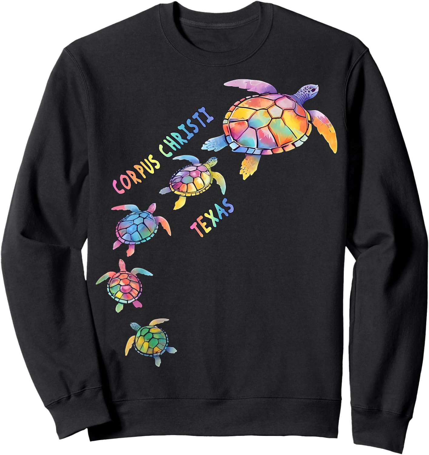 Corpus Christi Texas Sea Turtle Lover Beach Sweatshirt - Sweatshirt | Black