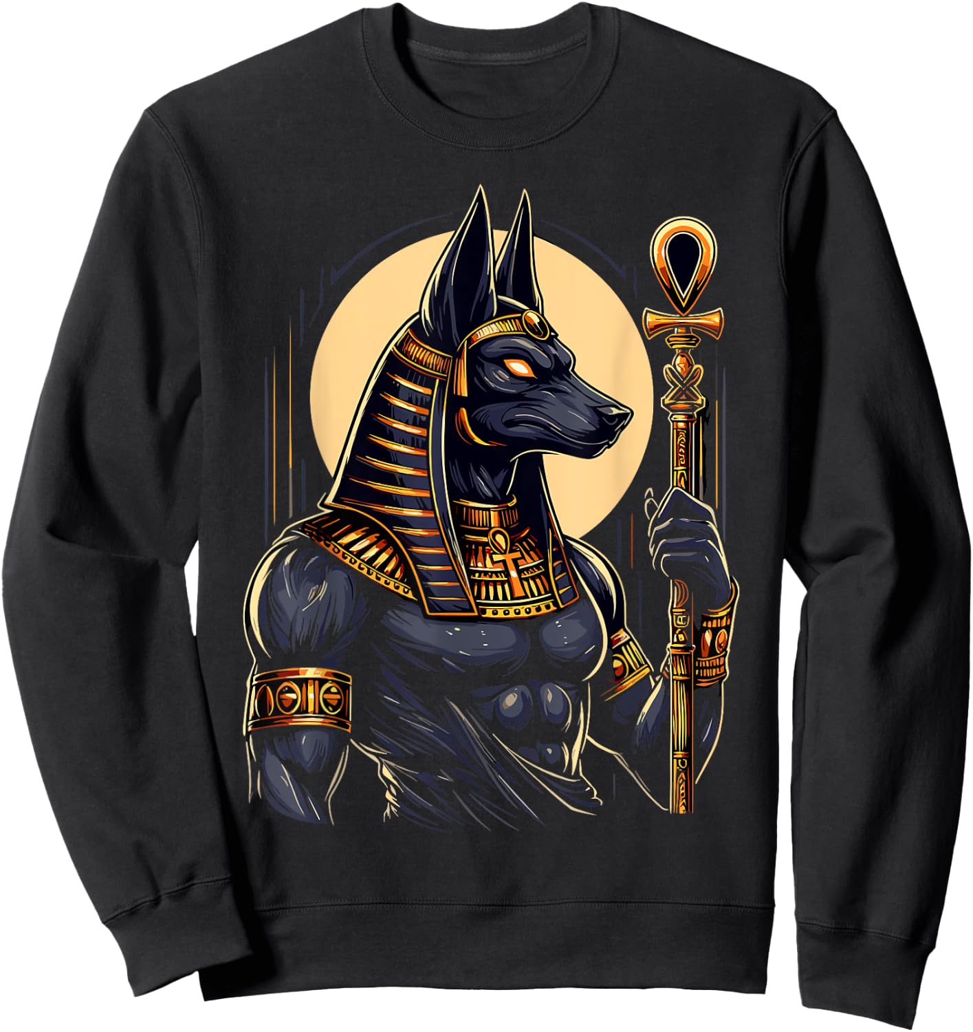 Anubis Ancient Egyptian Hieroglyphics Egypt Pharaoh Anpu Sweatshirt - Sweatshirt | Black