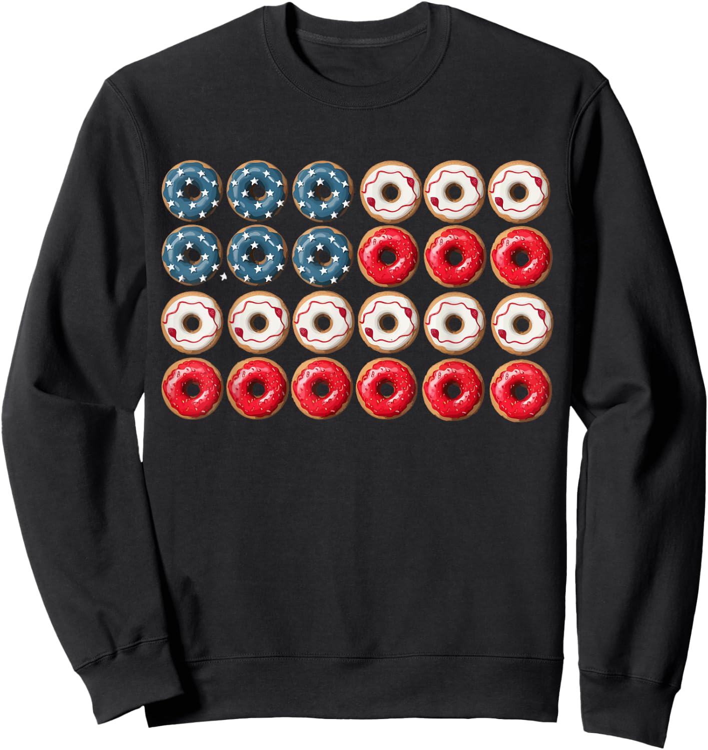 Patriotic Donuts American Flag USA 4th Of July Doughnuts day Sweatshirt - Sweatshirt | Black
