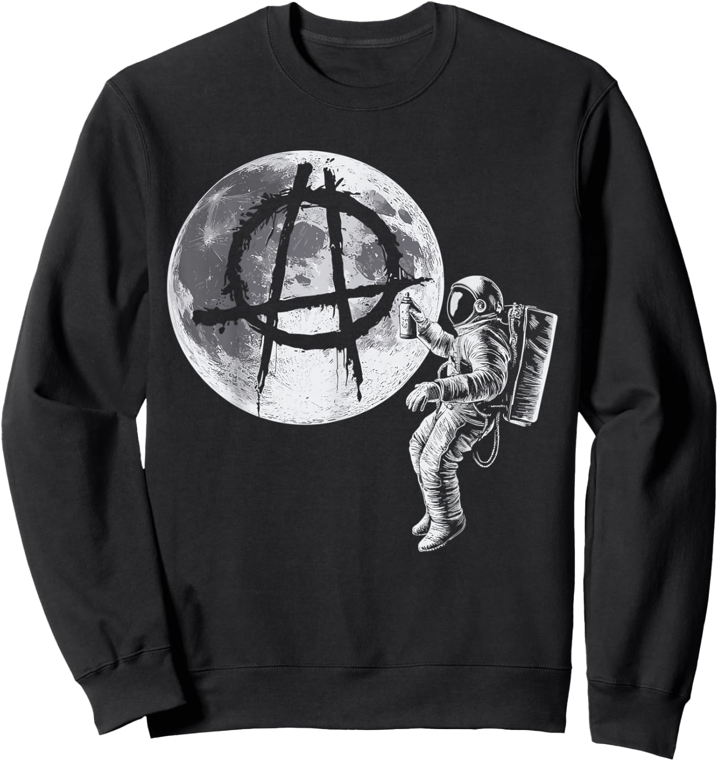 Anarchy Symbol on the Moon by Graffiti Astronaut Sweatshirt - Sweatshirt | Black