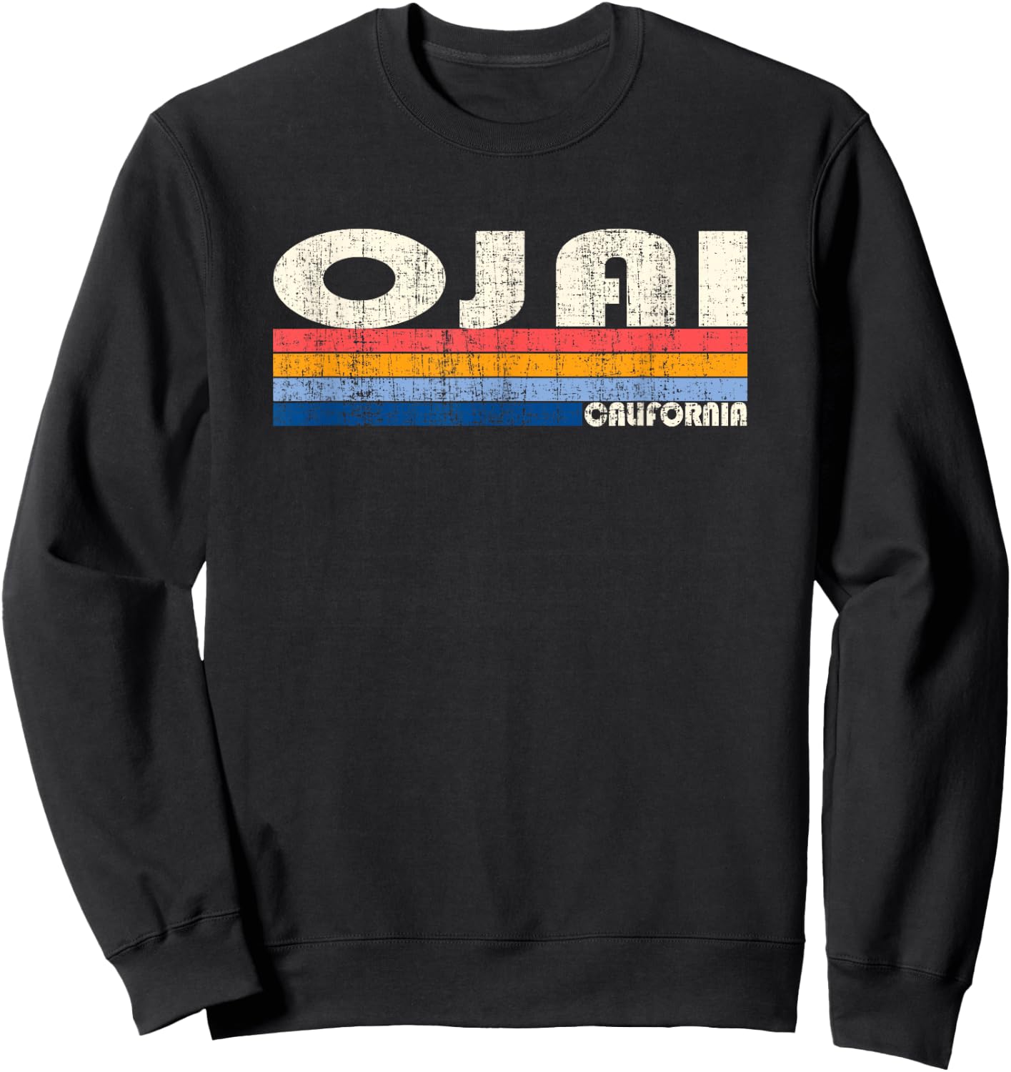 Vintage Retro 70s 80s Style Hometown of Ojai, CA Sweatshirt - Sweatshirt | Black