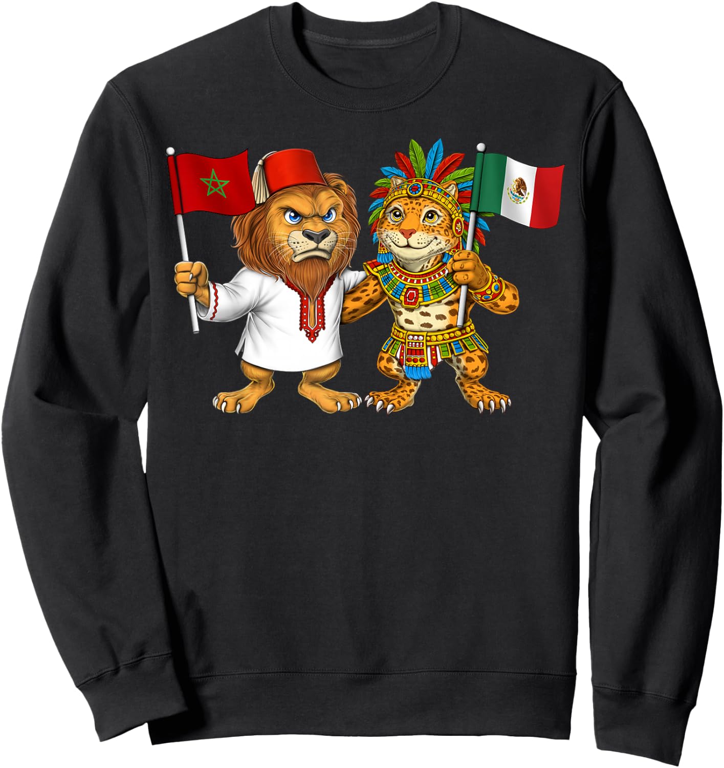 Morocco Mexico Flag Proud Mexican Moroccan Roots Sweatshirt - Sweatshirt | Black