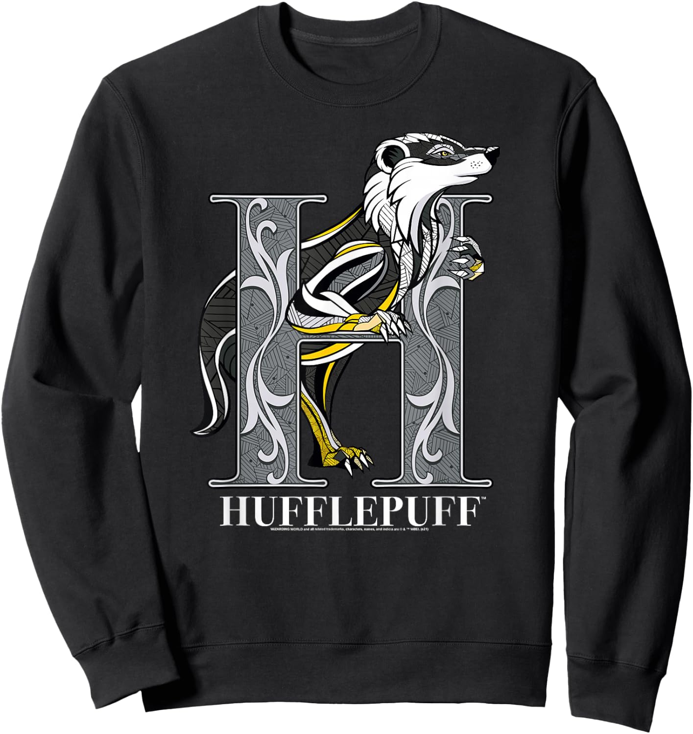 Harry Potter Mosaic Hufflepuff with Badger Small Sweatshirt - Sweatshirt | Black