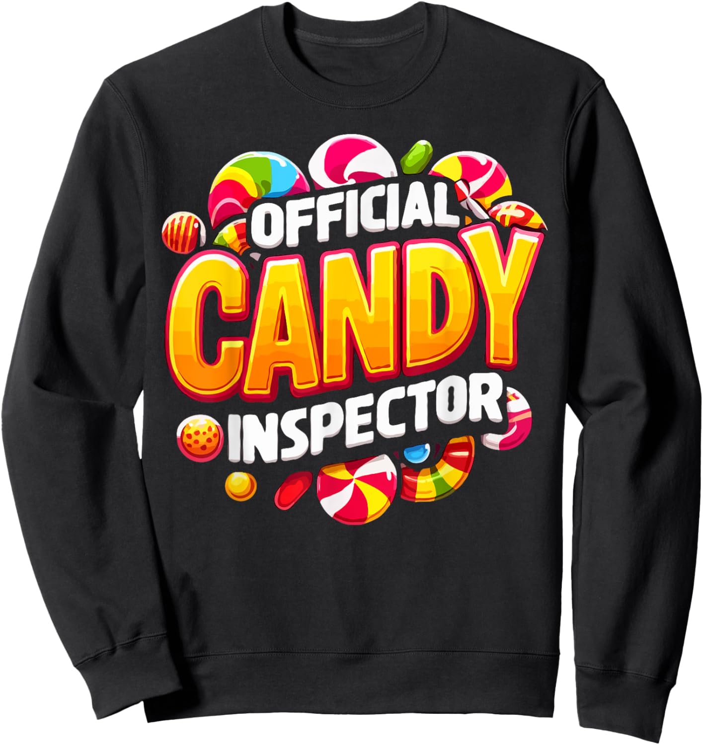 Halloween Funny Collecting Sweets Official Candy Inspector Sweatshirt - Sweatshirt | Black