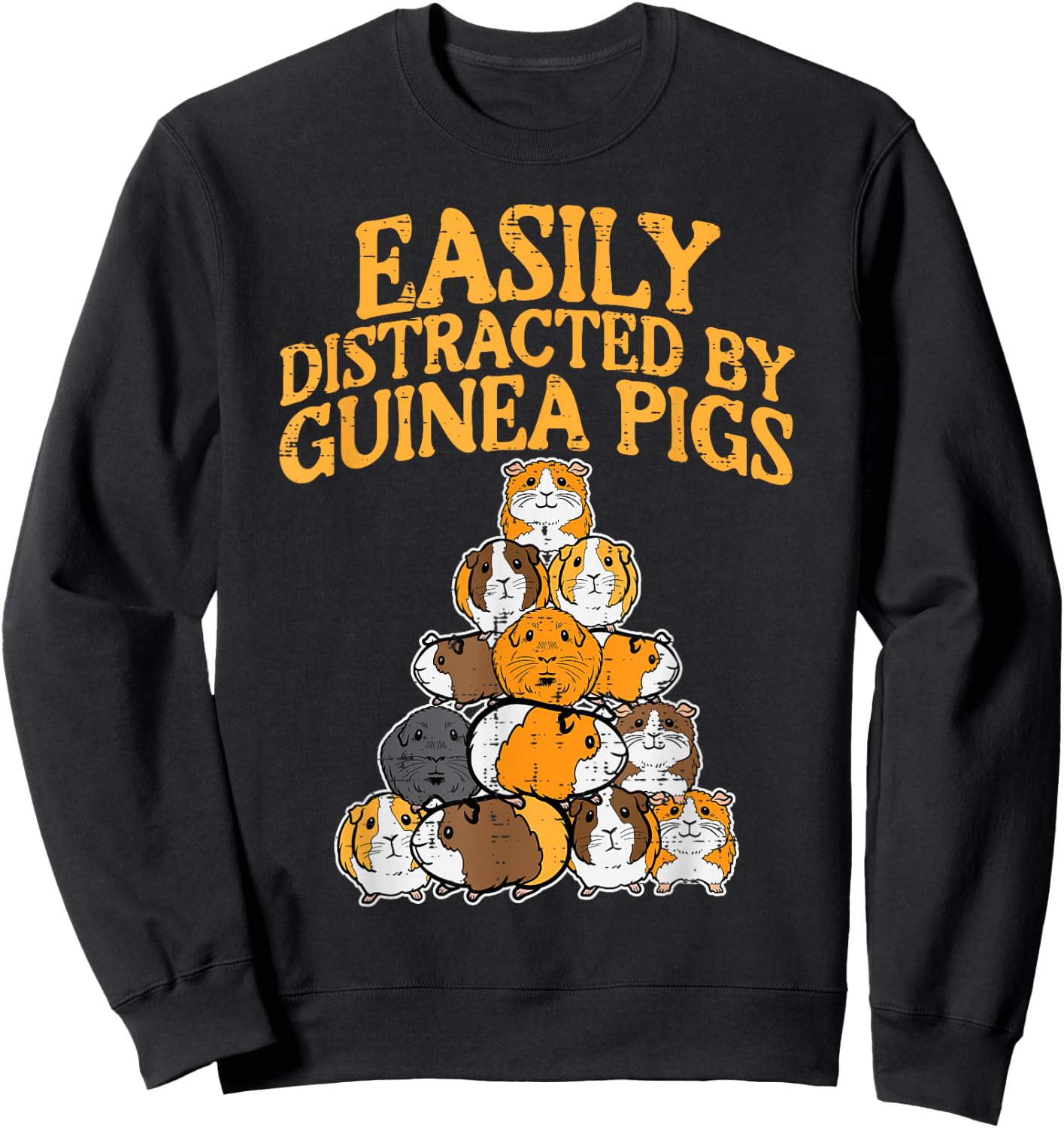 Easily Distracted By Guinea Pigs Funny Cavy Men Women Kids Sweatshirt - Sweatshirt | Black