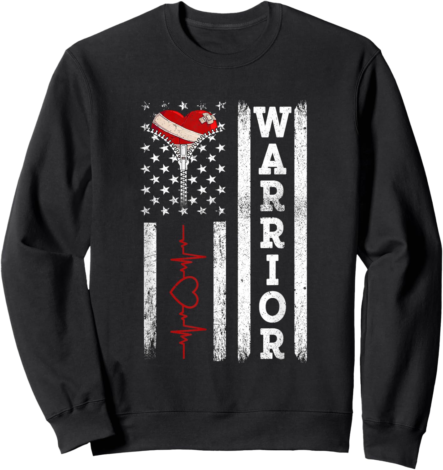 Open Heart Surgery Warrior Gift Heart Patients Survivor Sweatshirt - Sweatshirt | Black