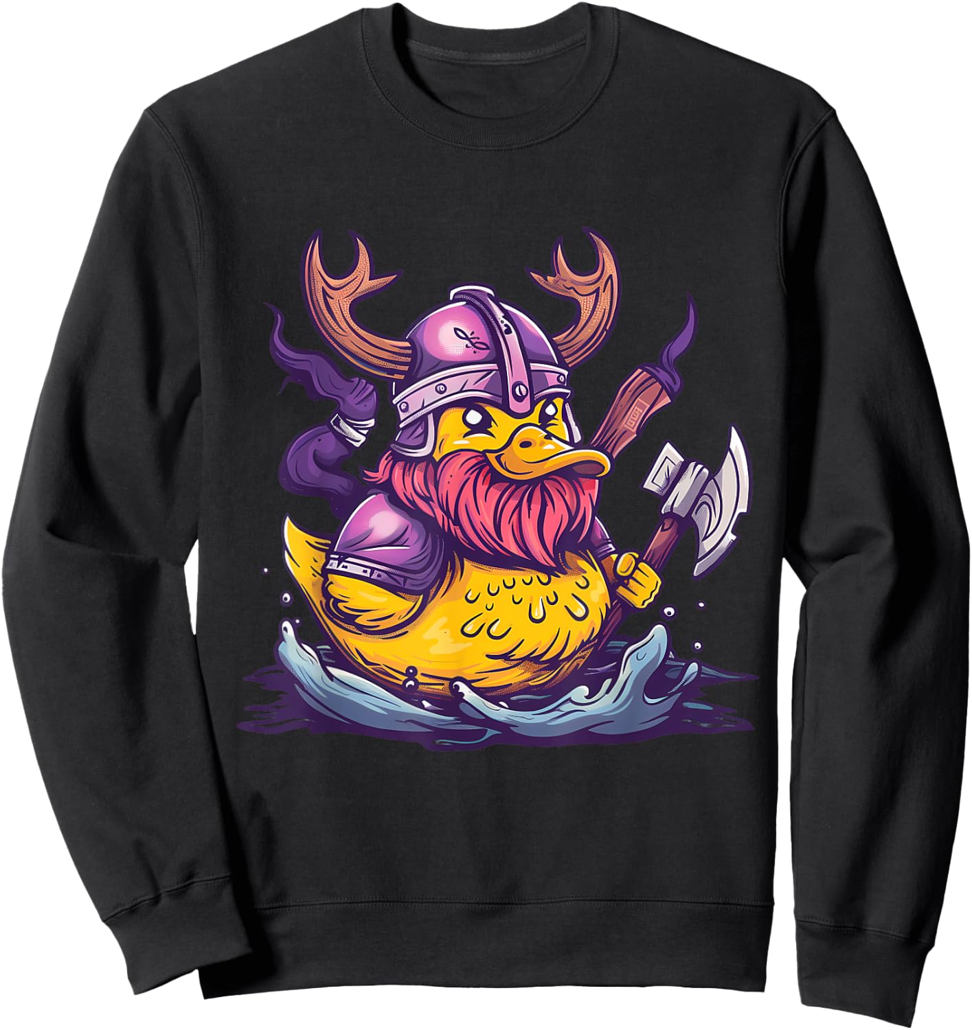 Rubber Duck Rubber Duckling Viking Duck Viking Helmet Sweatshirt - Sweatshirt | Black
