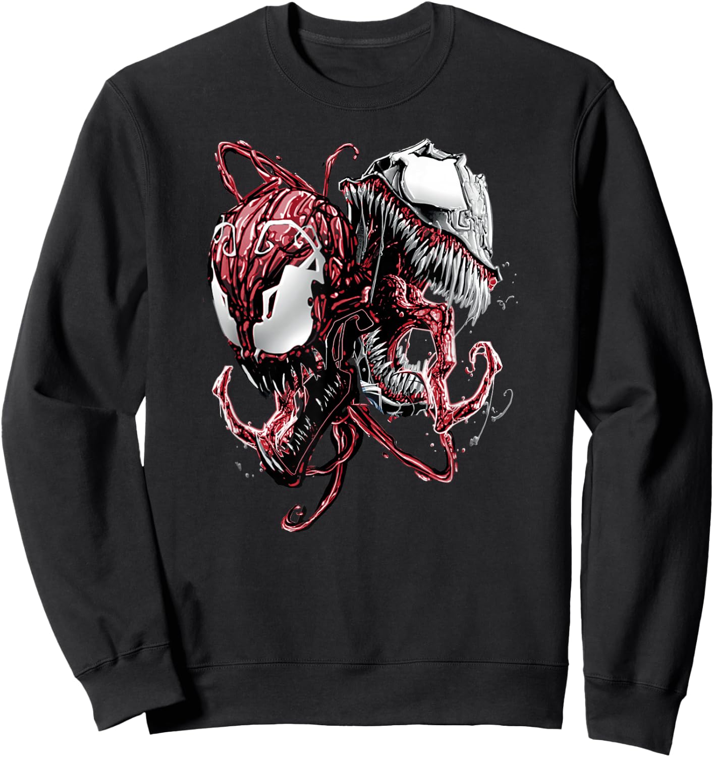 Marvel Comics Venom and Carnage Split Villain Portrait Sweatshirt - Sweatshirt | Black