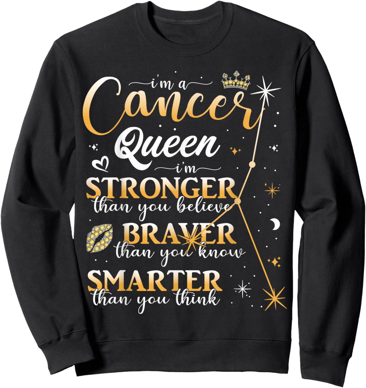 Cancer Zodiac Sign June July Birthday Women Girls Queen Sweatshirt - Sweatshirt | Black