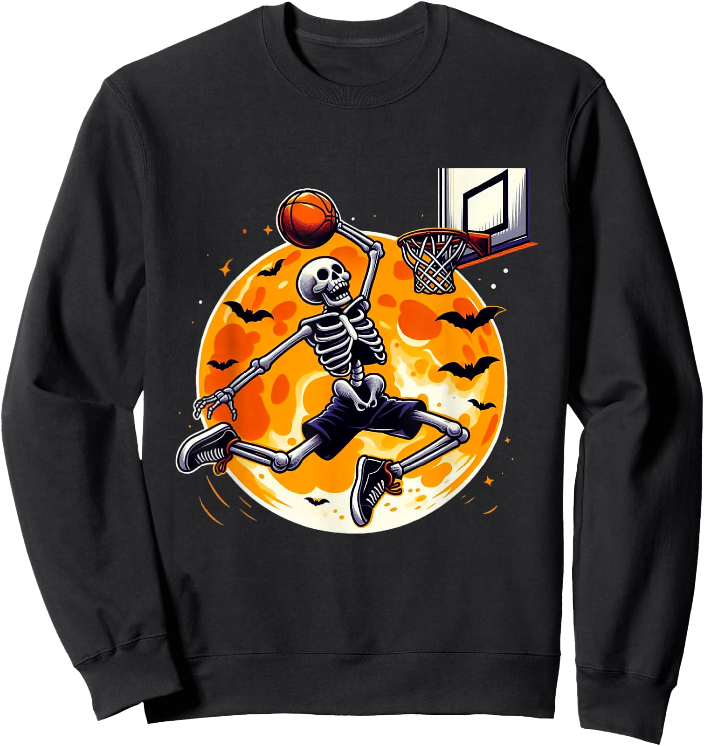 Basketball Skeleton Halloween Men Boys Basketball Halloween Sweatshirt - Sweatshirt | Black