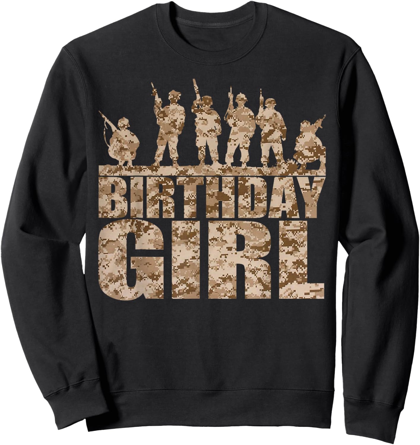 Birthday Girl Army Party Military Party Supplies Camo Sweatshirt - Sweatshirt | Black