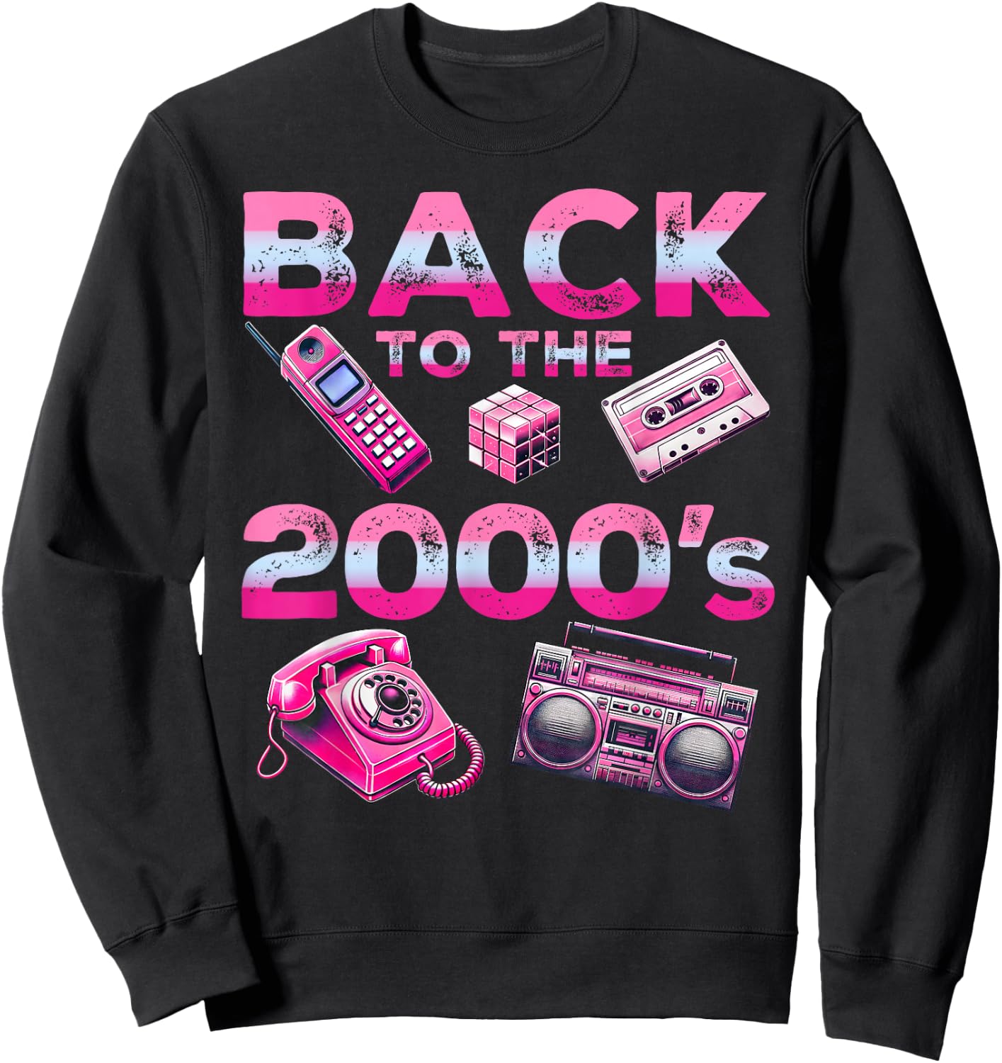 Back To 2000's 2000s Vintage Style 2000s Retro Party Sweatshirt - Sweatshirt | Black