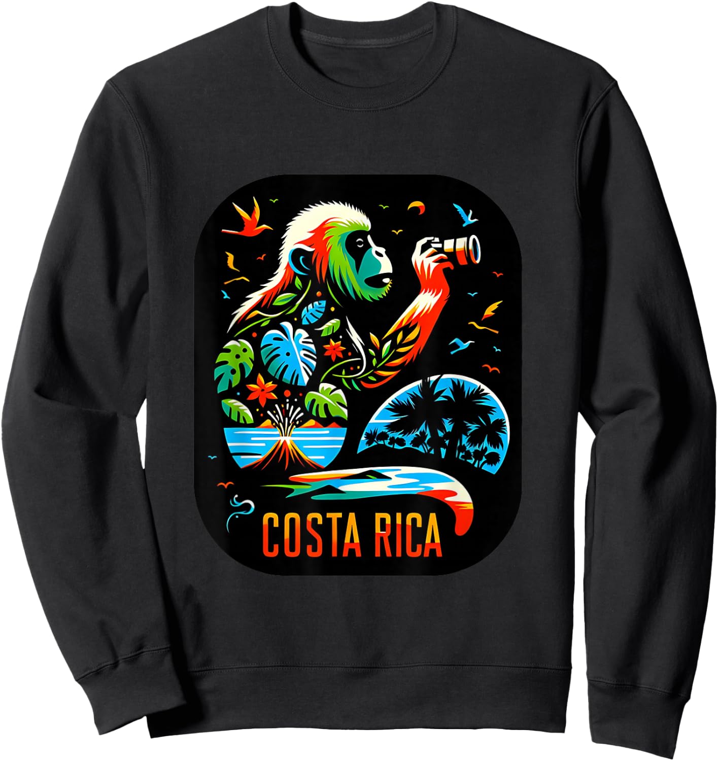Costa Rica Monkey Nature Photography Jungle Travel Art Sweatshirt - Sweatshirt | Black
