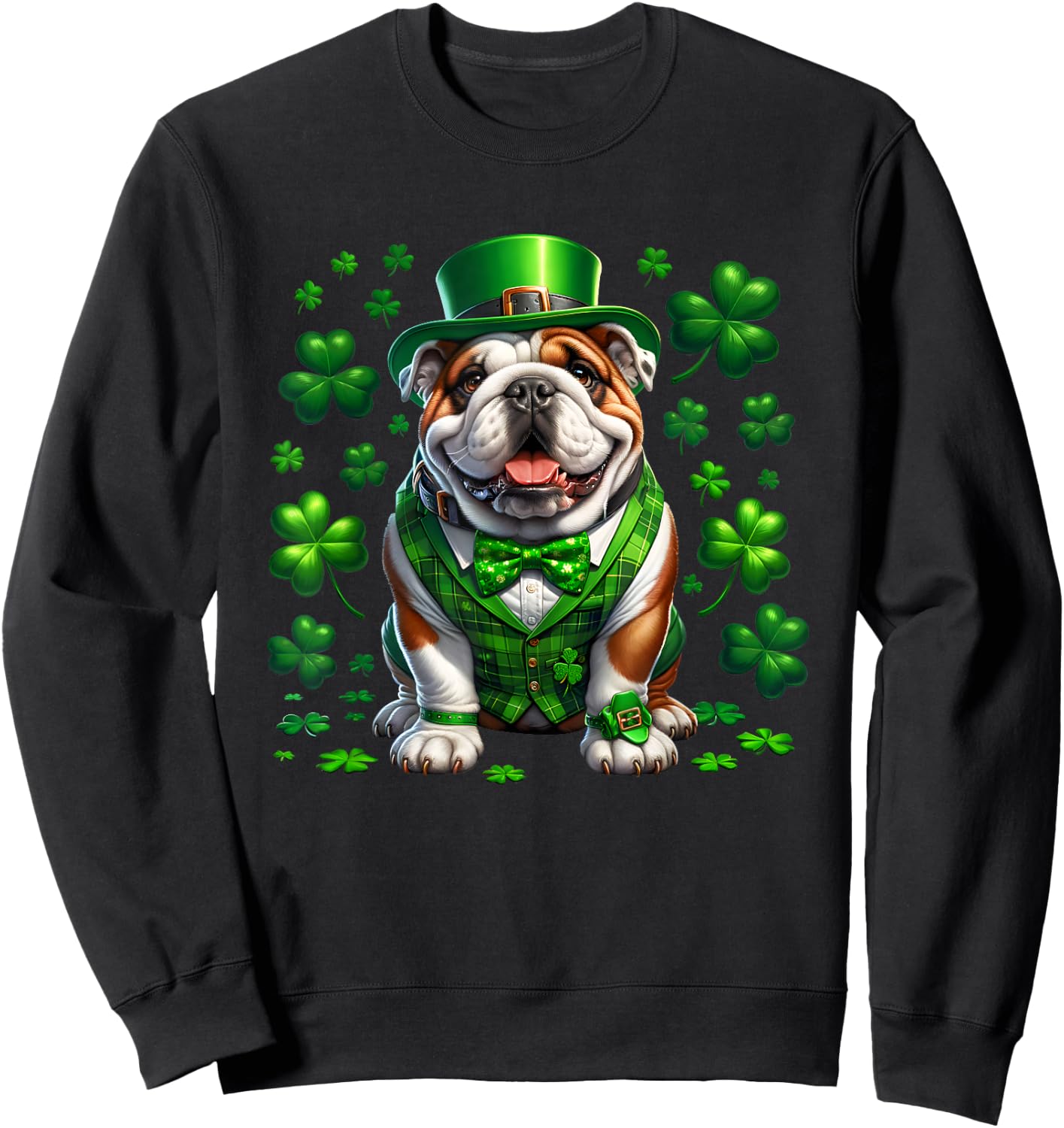 Funny Bulldog Dog St Patricks day irish Saint patrick Day Sweatshirt - Sweatshirt | Black