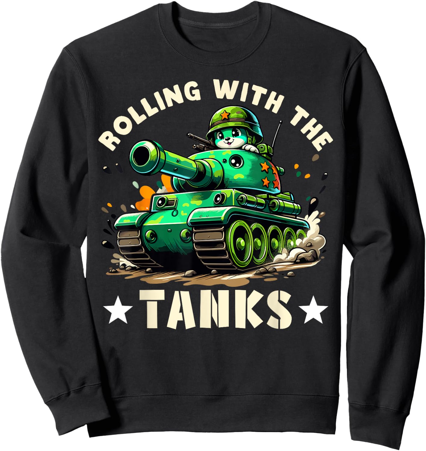 Rolling with the Tanks - Boys Army Tank military Adventure Sweatshirt - Sweatshirt | Black