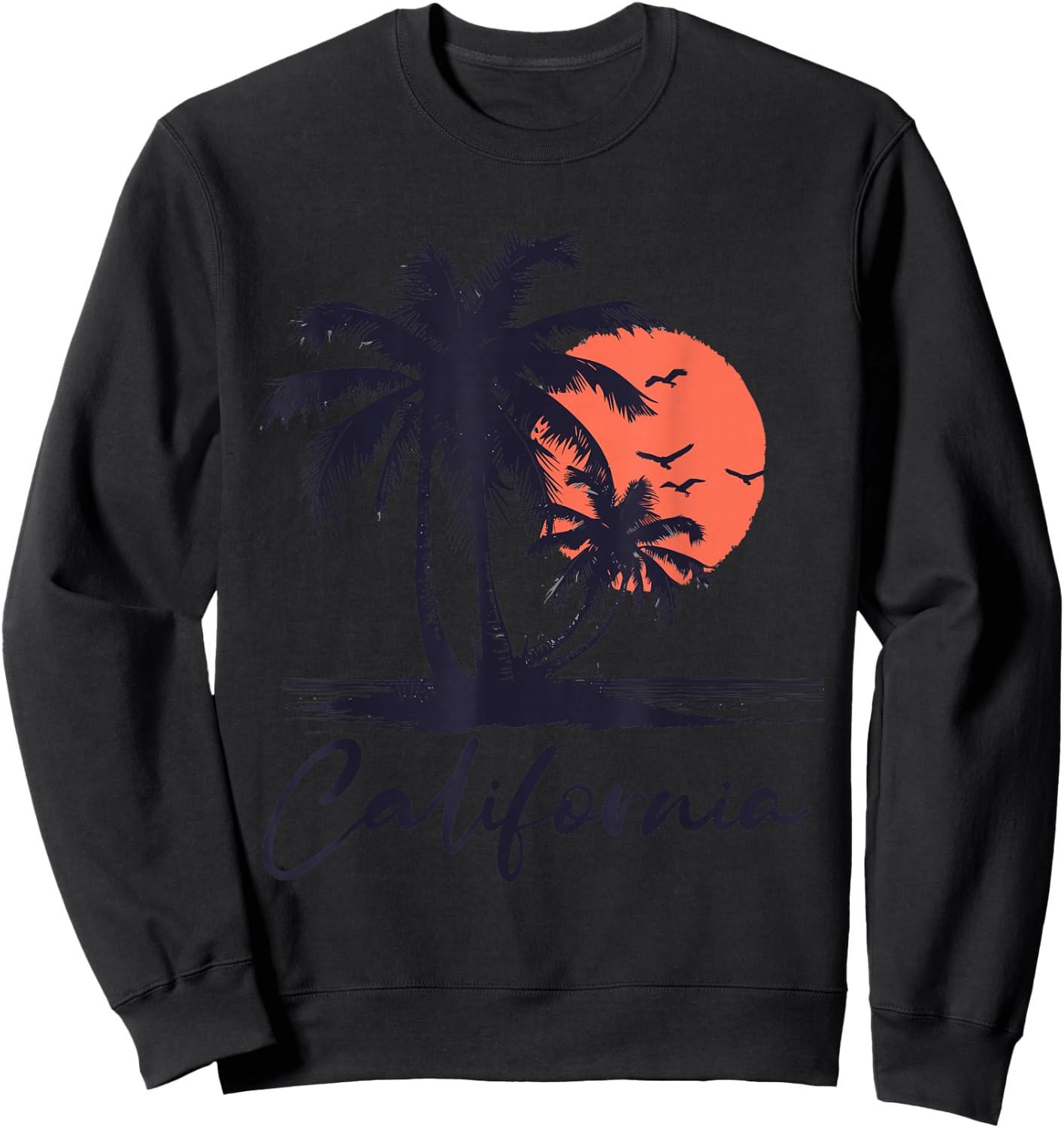 Cali Summer Vacation CA Palm Trees USA Retro California Men Sweatshirt - Sweatshirt | Black