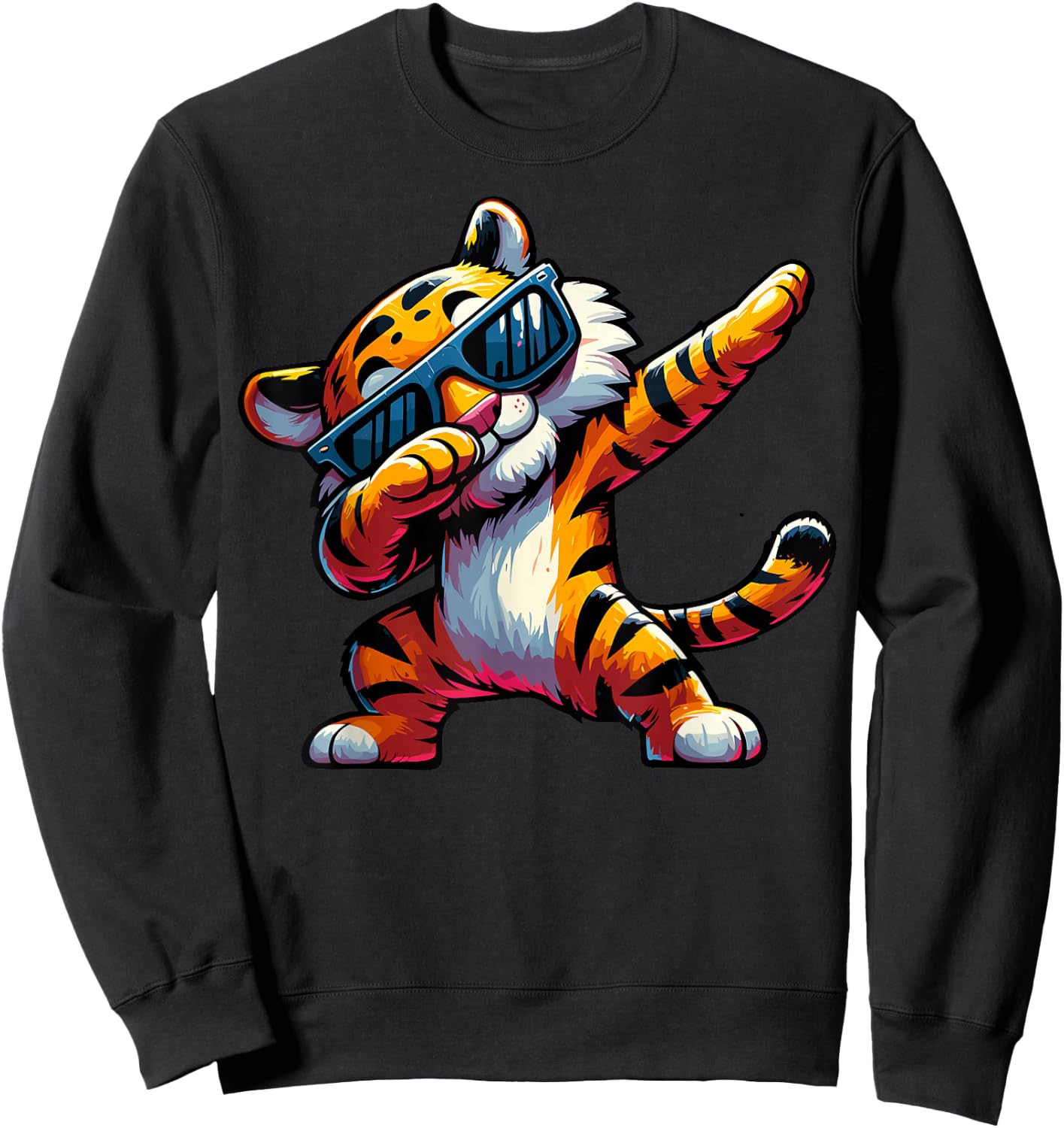 Dabbing Tiger With Sunglasses Cool Dabbing Tiger Sweatshirt - Sweatshirt | Black