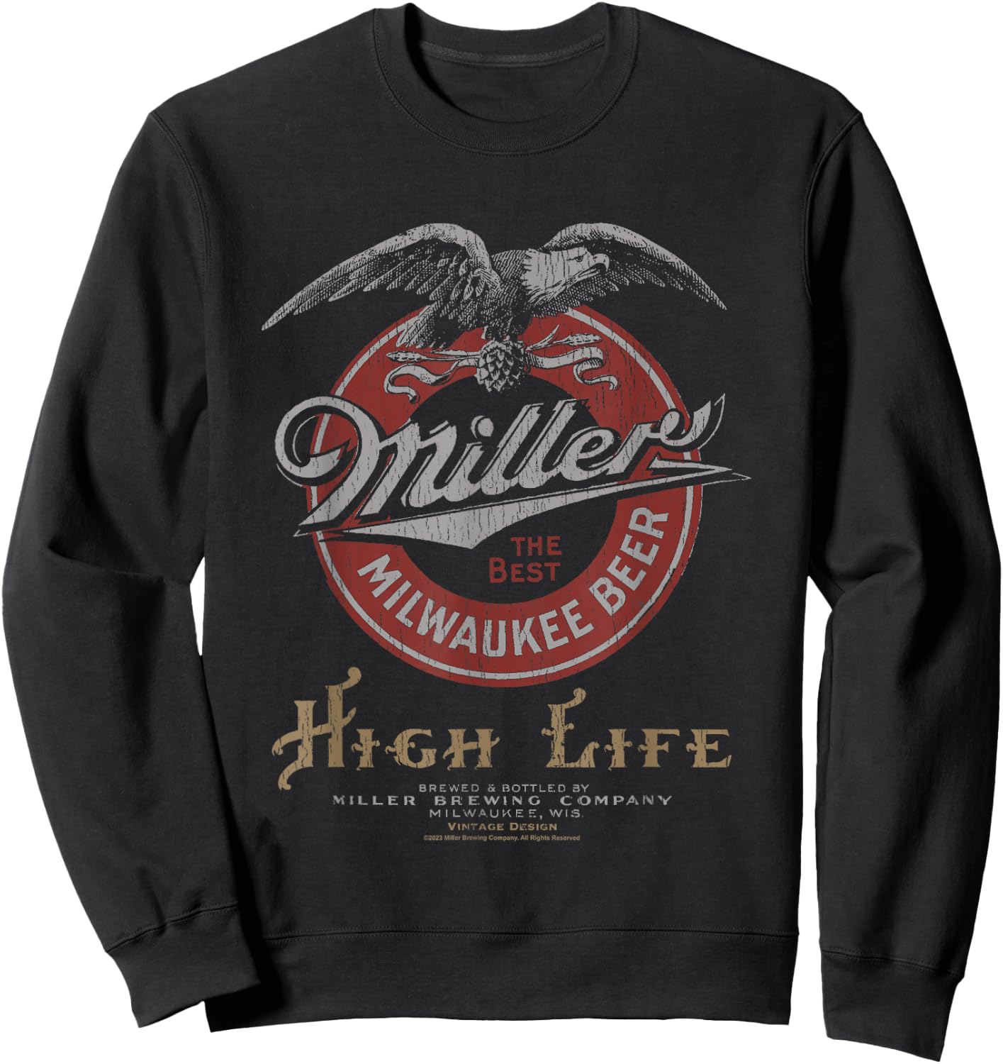 Miller High Life The Best Milwaukee Beer Vintage Logo Sweatshirt - Sweatshirt | Black