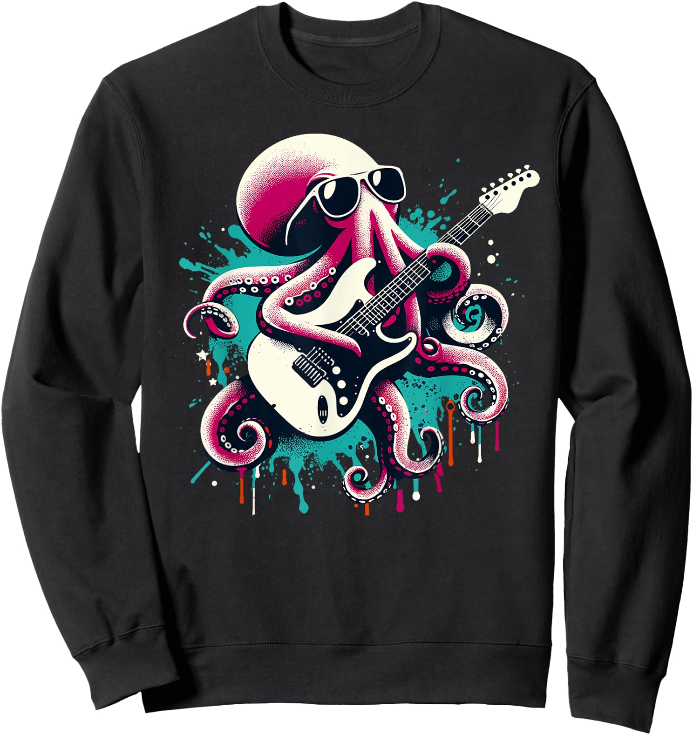 Guitar Octopus Novelty Rock Music Band Concert Funny Guitar Sweatshirt - Sweatshirt | Black