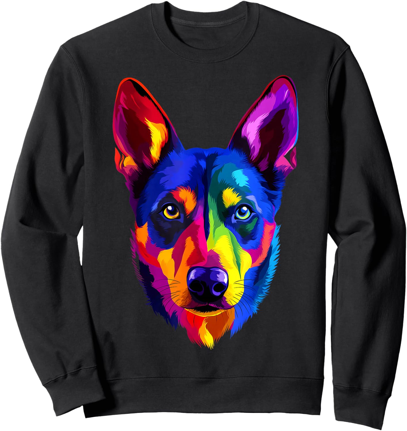 Colorful Australian Kelpie Lover Cute Puppy Men Women Black Sweatshirt - Sweatshirt | Black