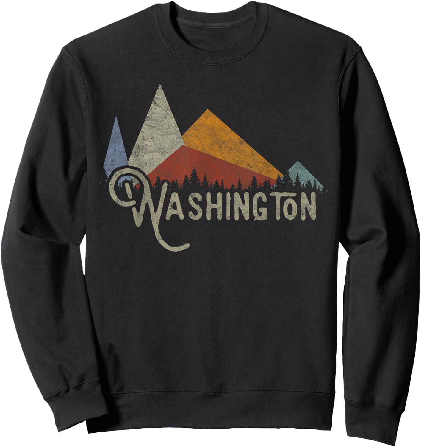 Vintage Washington Evergreen State Seattle Pacific Northwest Sweatshirt - Sweatshirt | Black