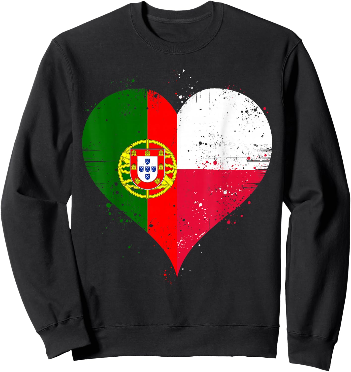 Polish Portuguese Pride A Cool Vintage Poland Portugal Flag Sweatshirt - Sweatshirt | Black