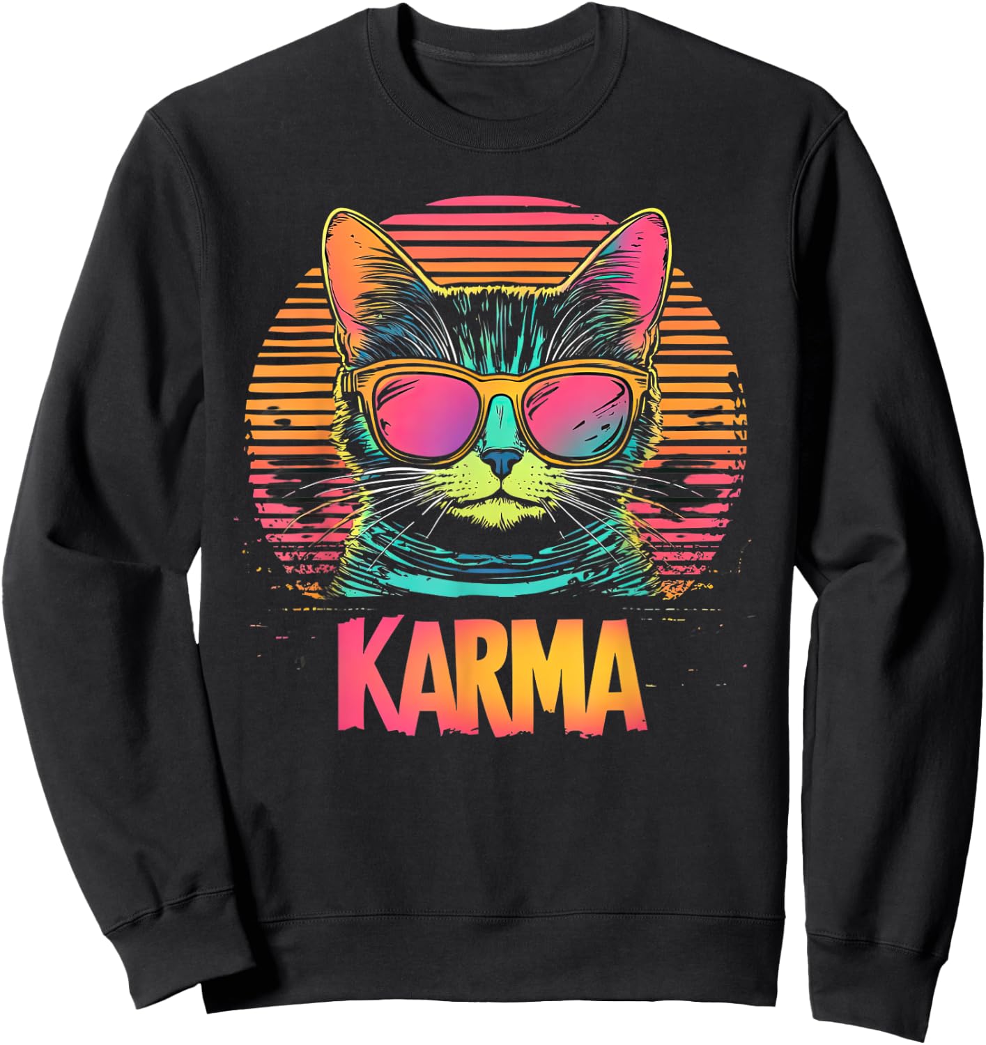 Vintage Cat Karma lovers For Teens Girls Women Men Sweatshirt - Sweatshirt | Black