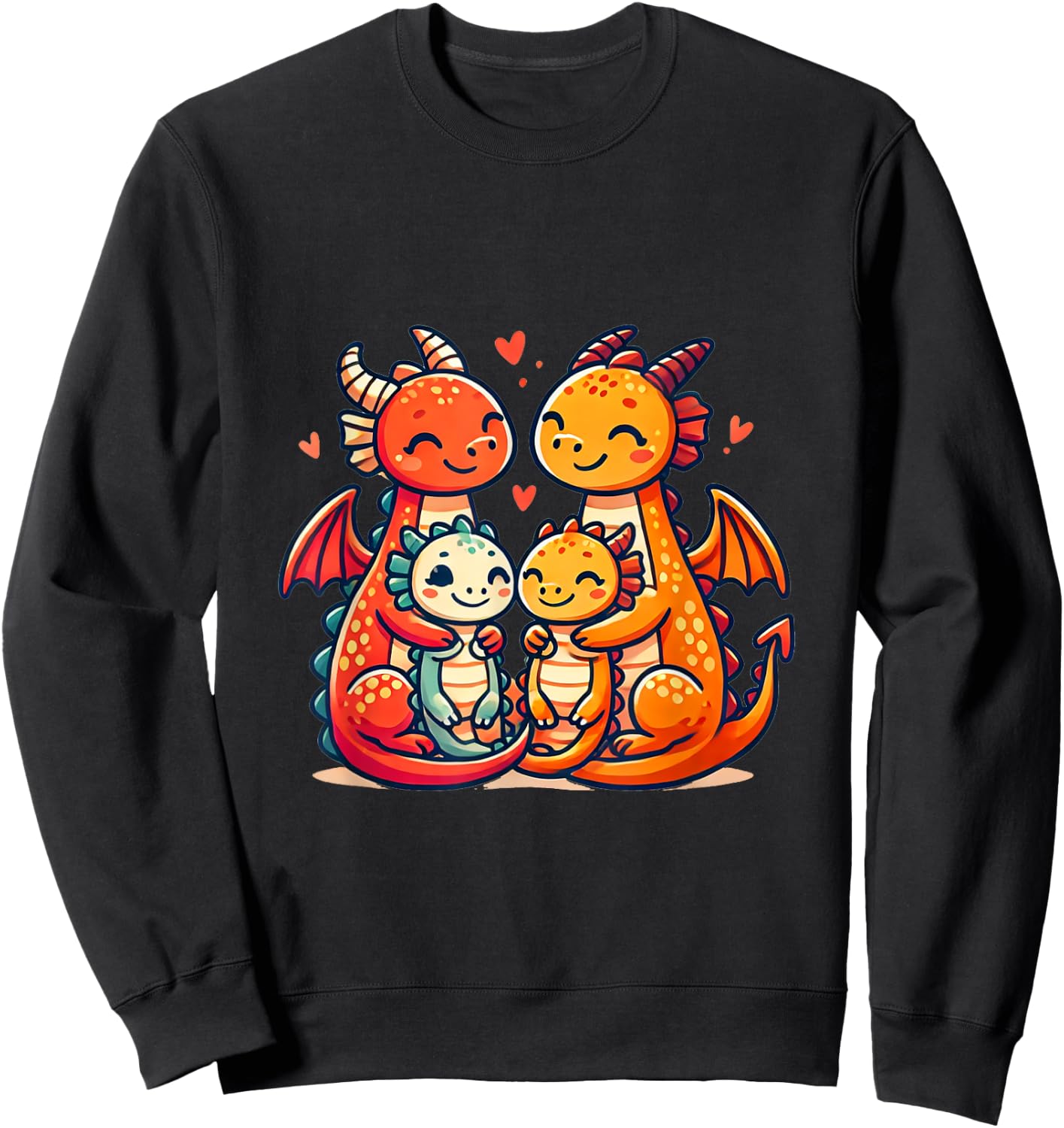 Loving Dragon Family Mother And Father With Two Children Sweatshirt - Sweatshirt | Black