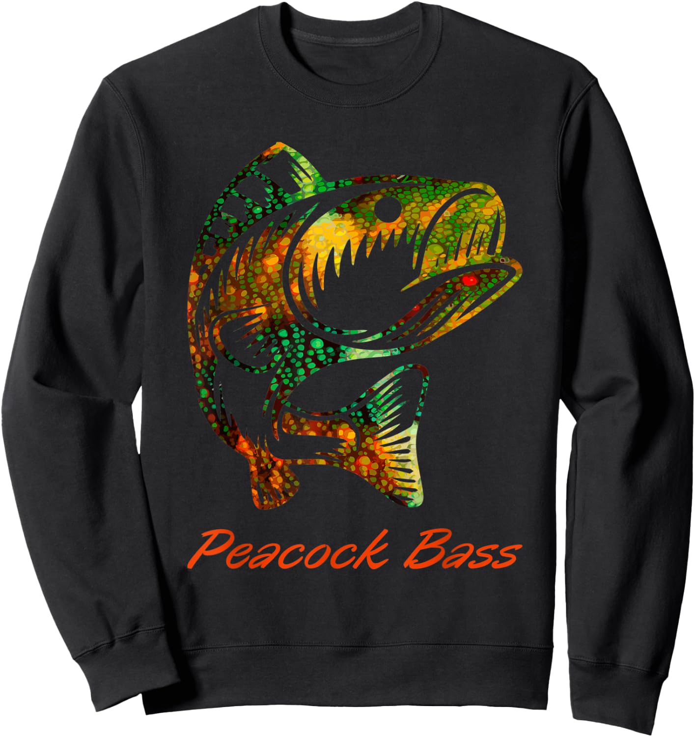 Peacock Bass Colorful Graphic Art Gift Fishing Lovers Sweatshirt - Sweatshirt | Black