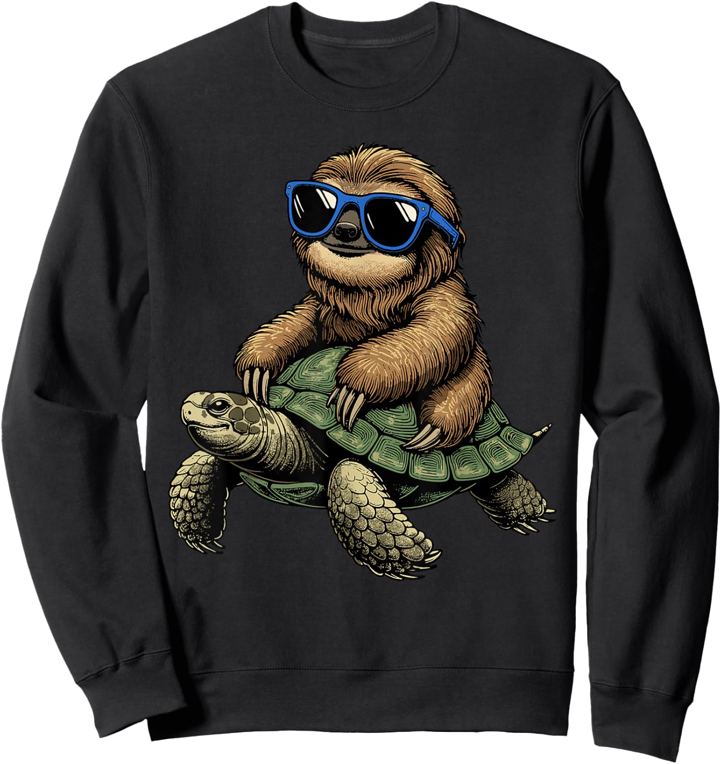 Sloth Turtle Shirt Sloth Riding Tortoise Speed is Relative Sweatshirt - Sweatshirt | Black