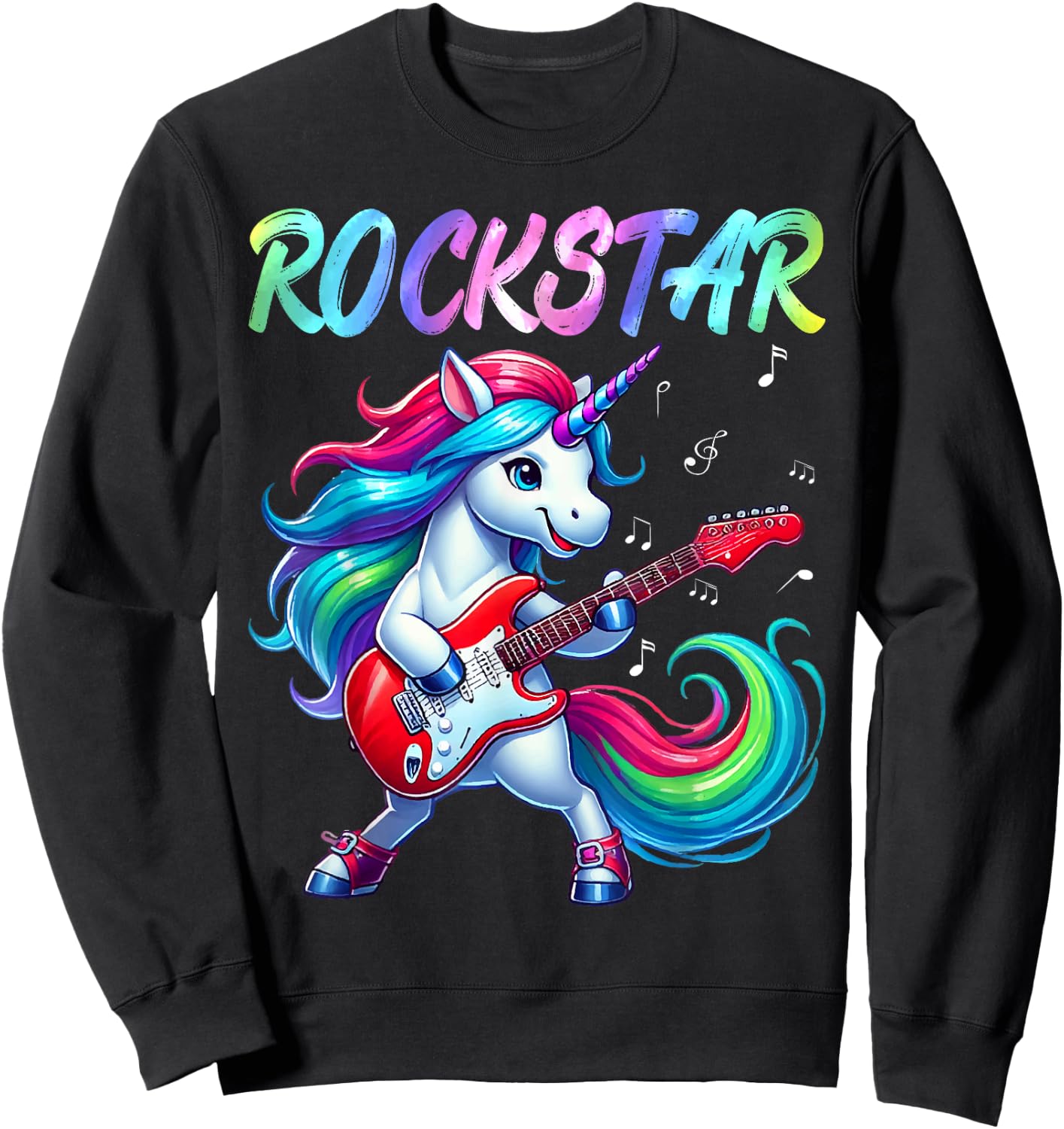 Unicorn Rock Star Guitar Rockin' Music Singer Sweatshirt - Sweatshirt | Black