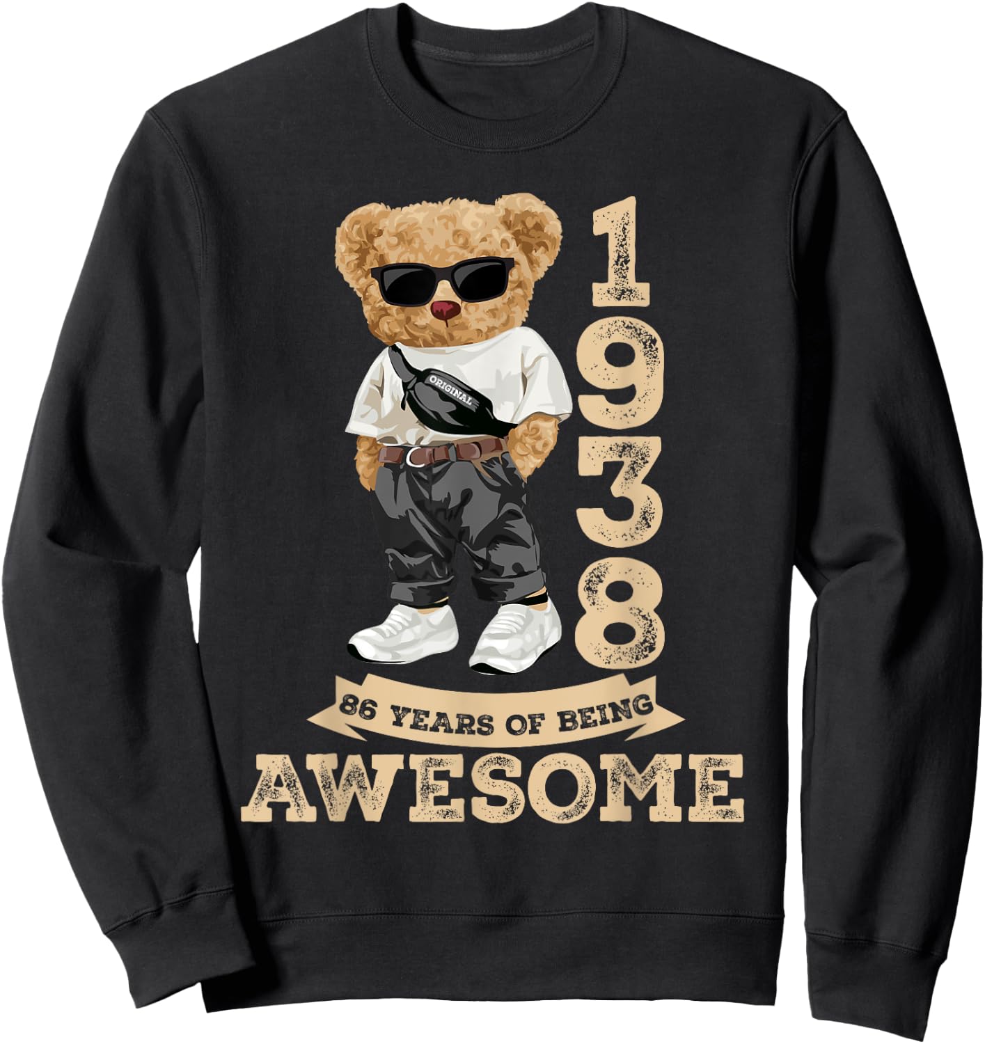 Awesome Since 1938 Retro Men Women 86th Birthday Gifts Funny Sweatshirt - Sweatshirt | Black