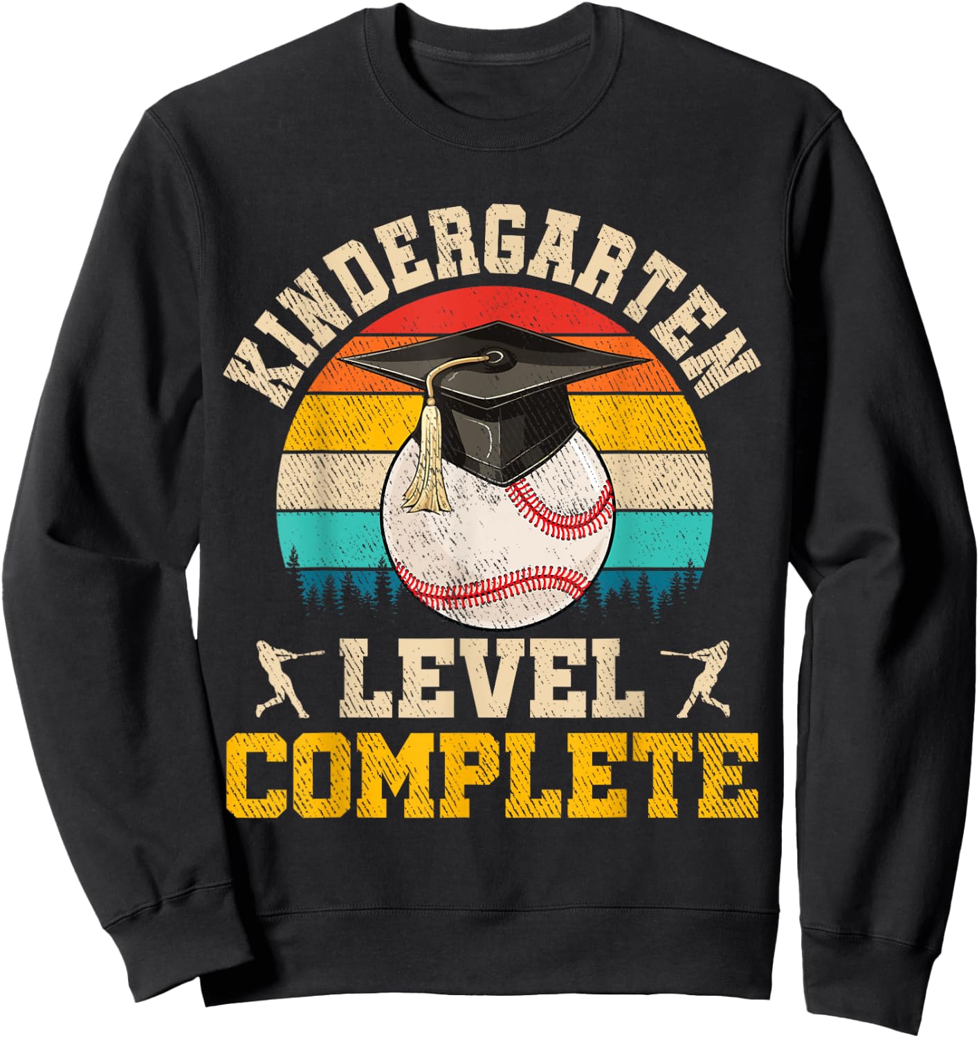 Kindergarten Level Complete Baseball Boy Last Day Of School Sweatshirt - Sweatshirt | Black