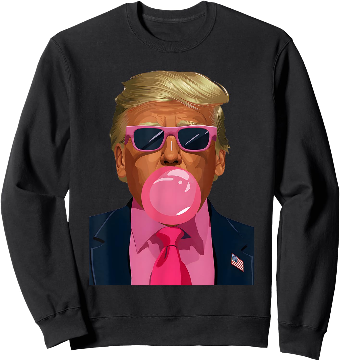 Pink Sunglasses Trump Bubble Gum 2024 Vote President Funny Sweatshirt - Sweatshirt | Black