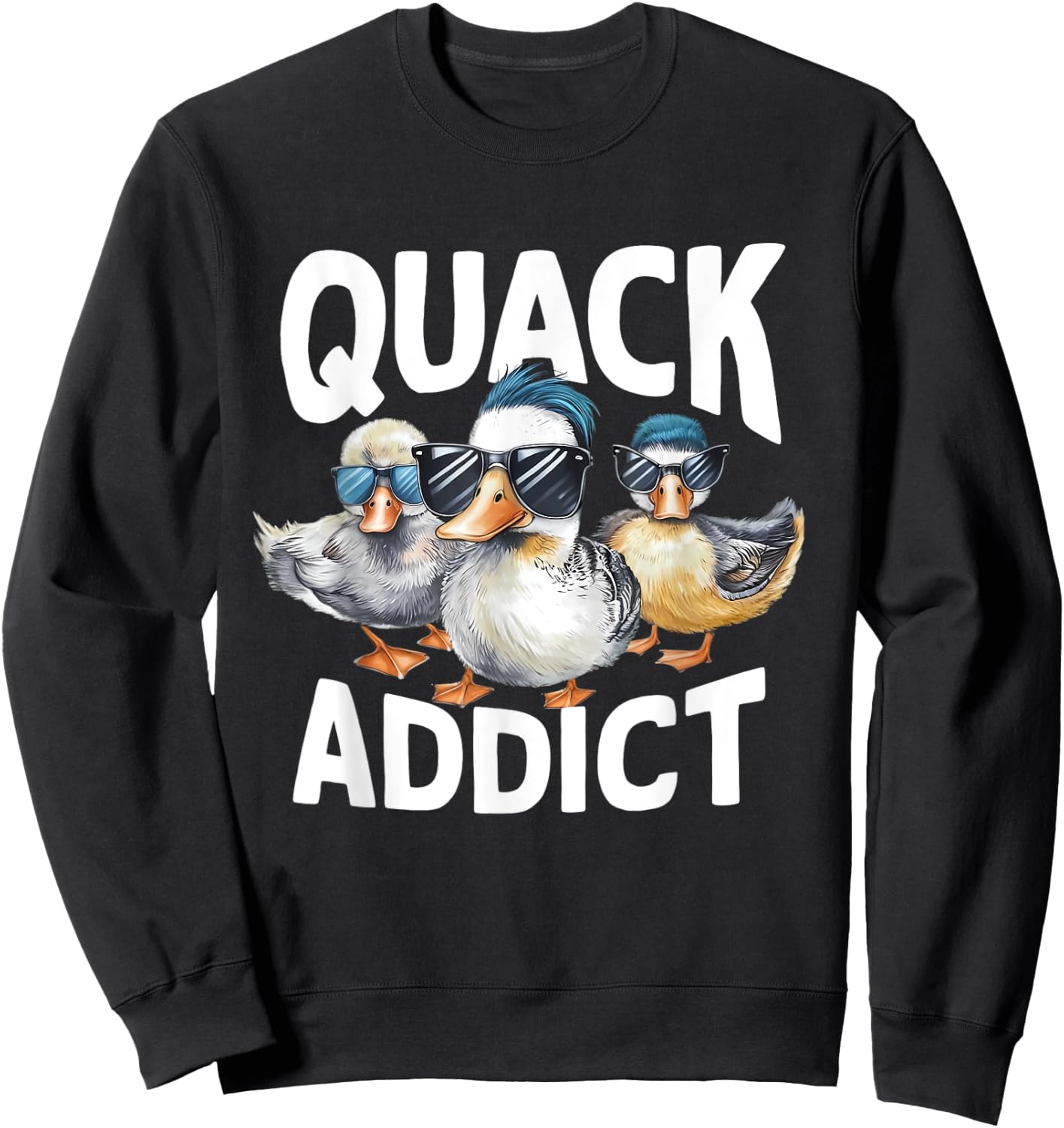 Quack Addict Funny Mallard Duck Lover Sweatshirt - Sweatshirt | Black