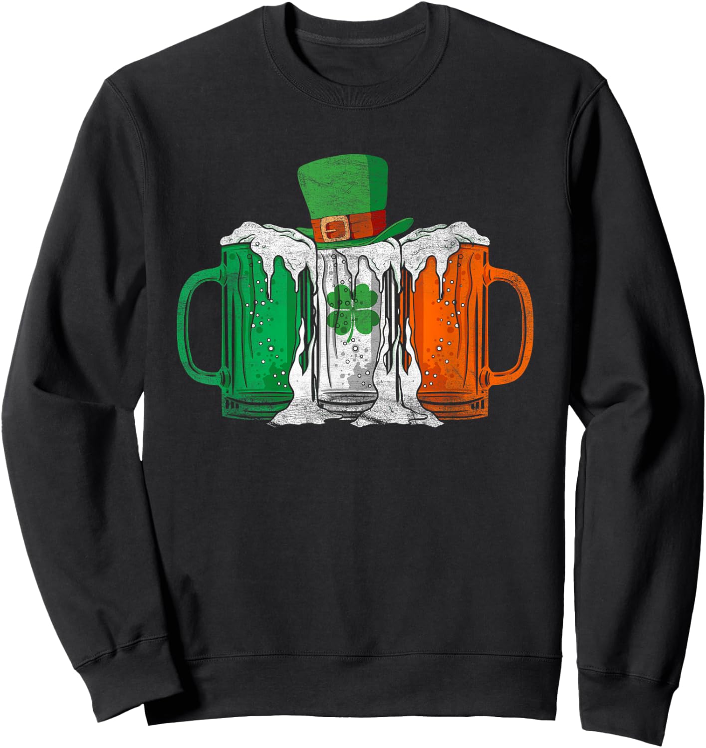 Irish Flag Ireland Beer St Patrick's Day Drink Sweatshirt - Sweatshirt | Black