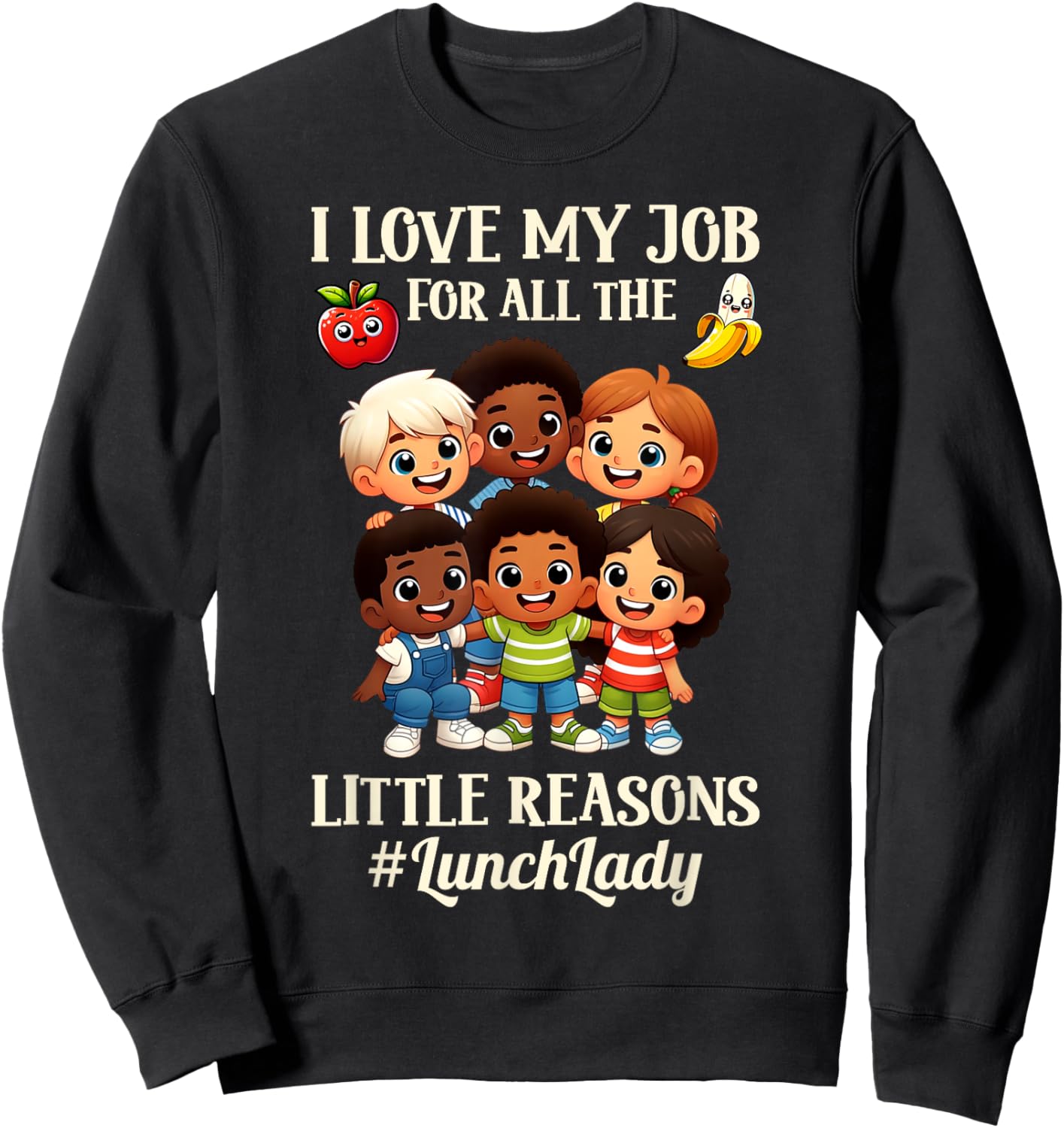 Funny Lunch Lady School Aide Appreciation Graphic Sweatshirt - Sweatshirt | Black