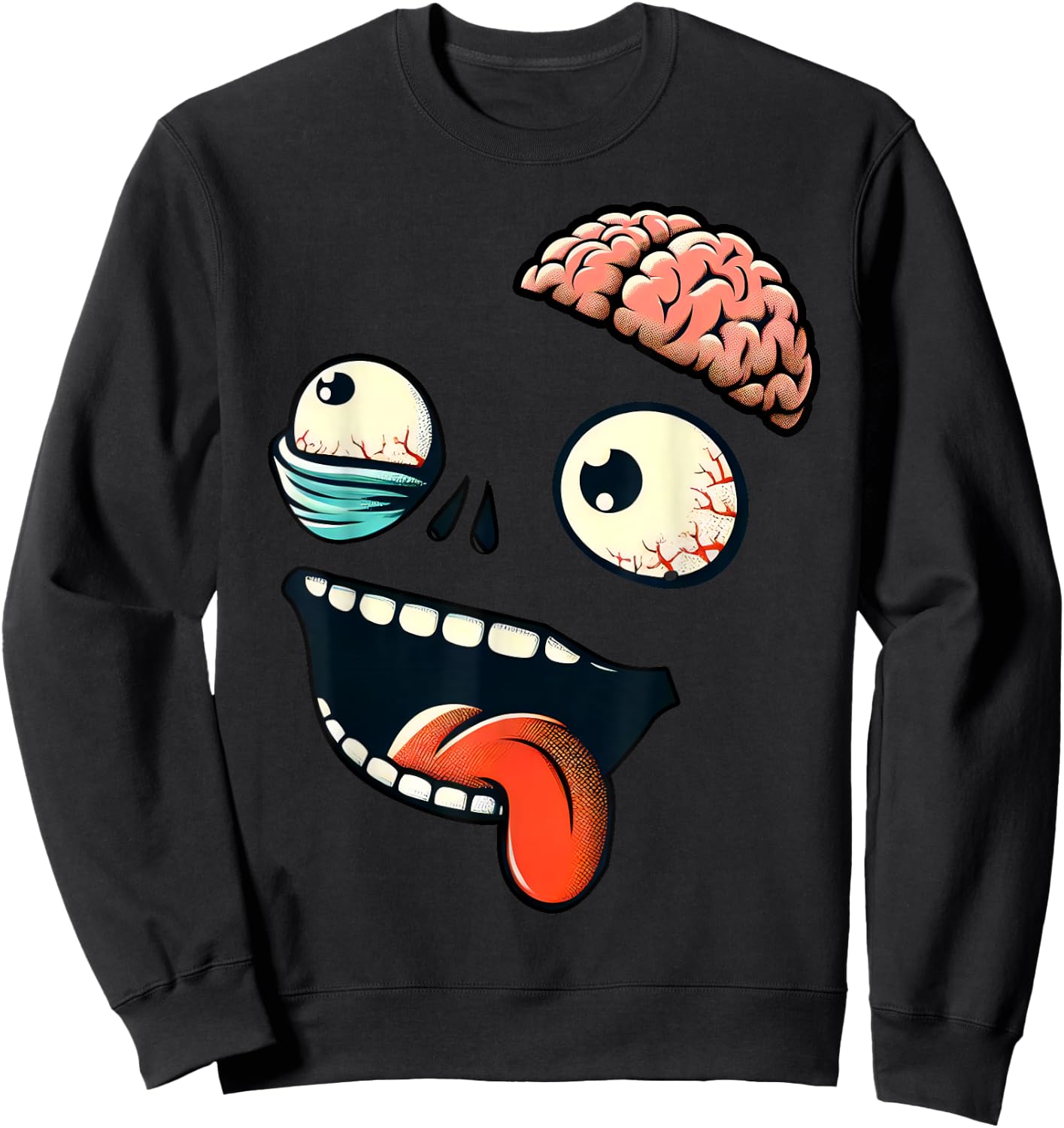 Monster Face Halloween Matching Costume Zombie Boy Girl Kid Sweatshirt - Sweatshirt | Black