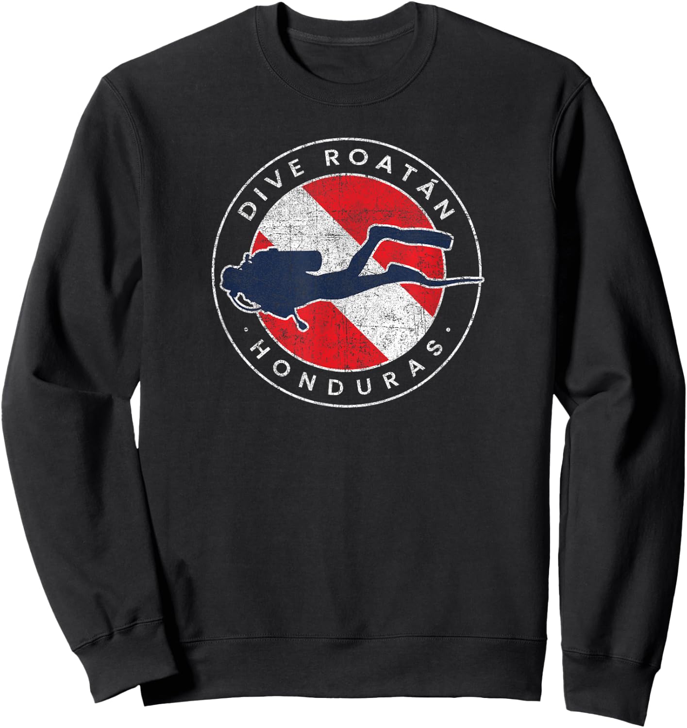 Retro Roatan Honduras Diving Flag Scuba Dive Sweatshirt - Sweatshirt | Black