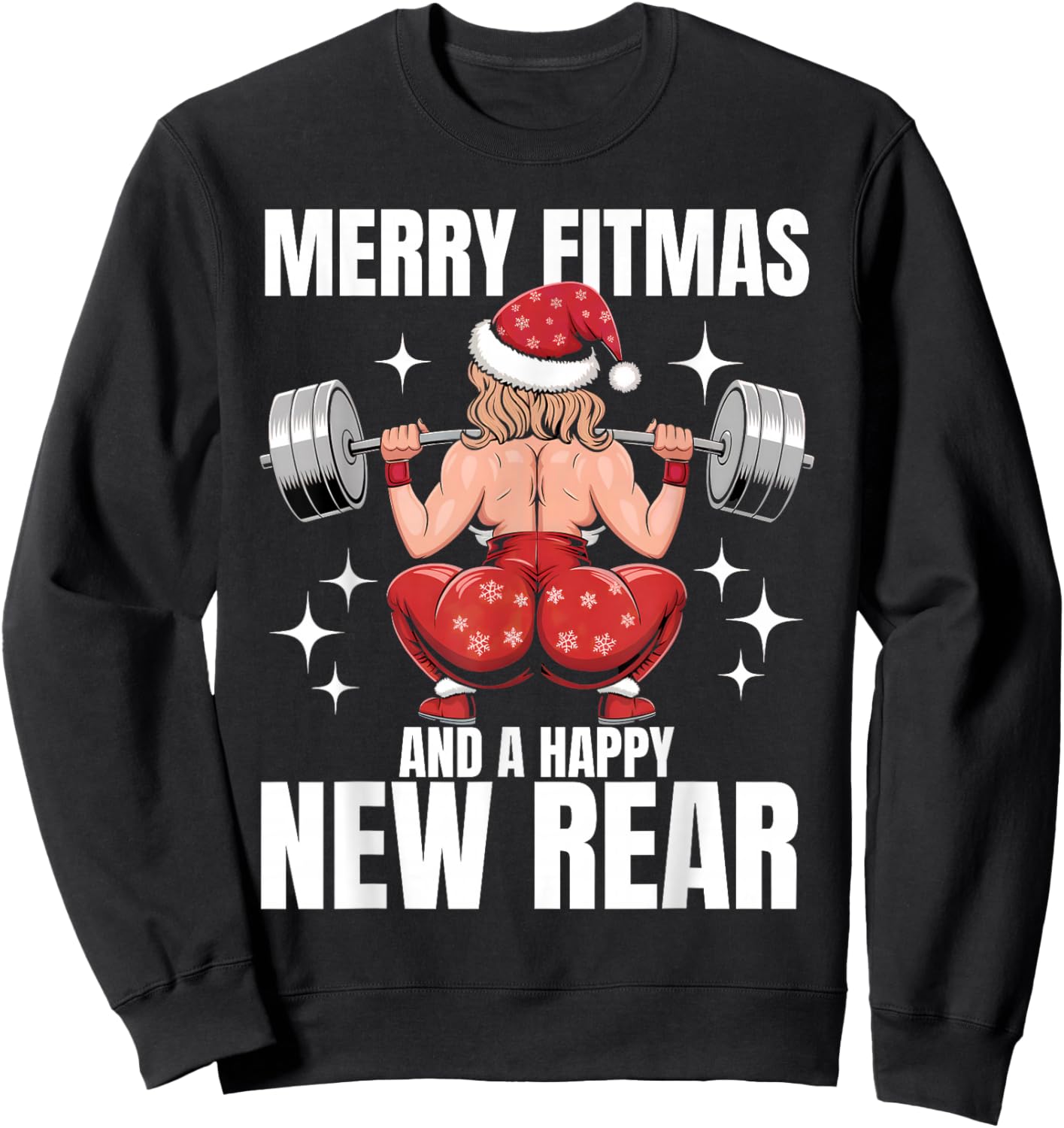Merry Fitmas And Happy New Rear Year Fitness Weight Lifting Sweatshirt - Sweatshirt | Black