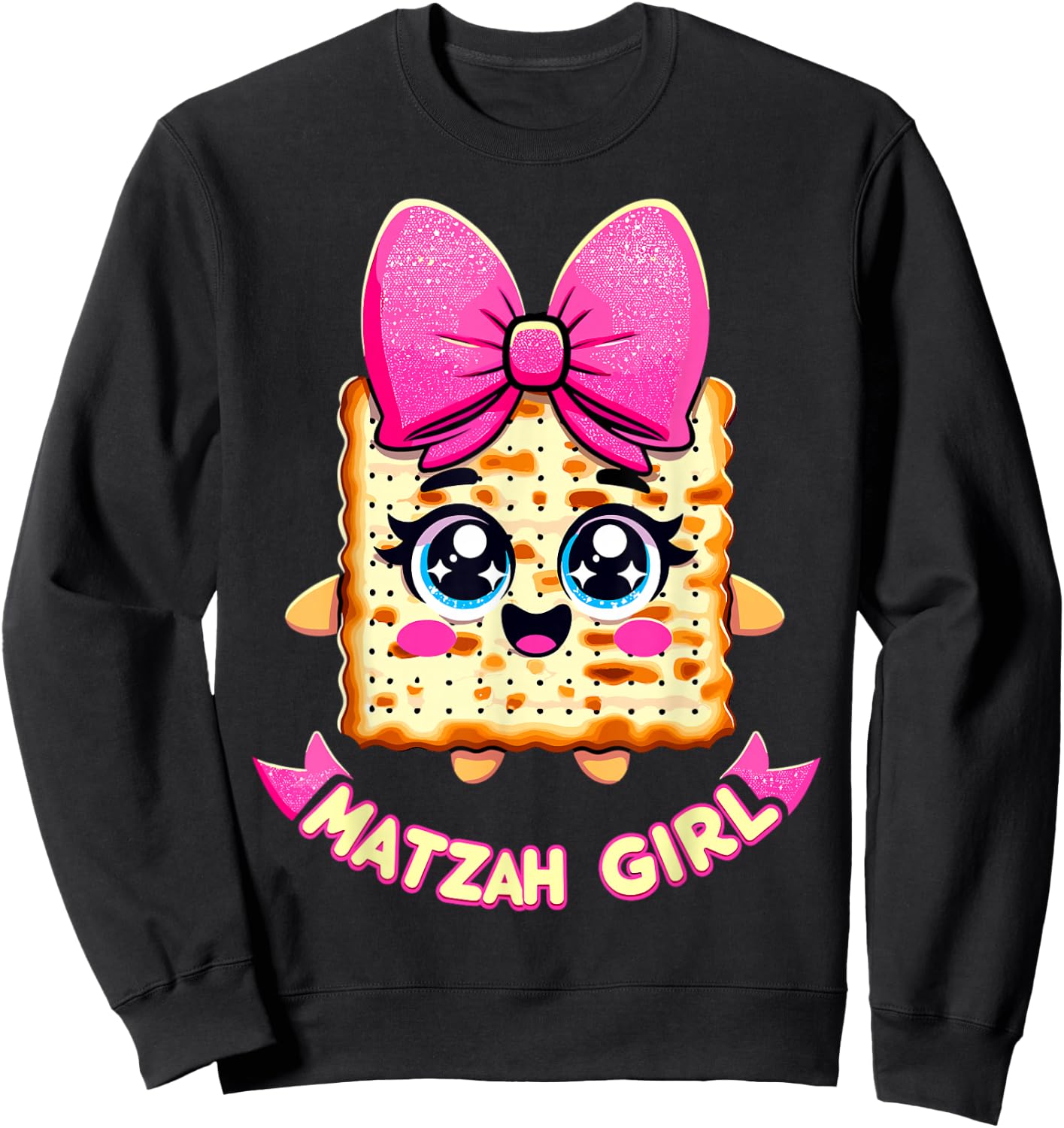 Matzah Girl Afikoman Happy Passover Sweatshirt - Sweatshirt | Black