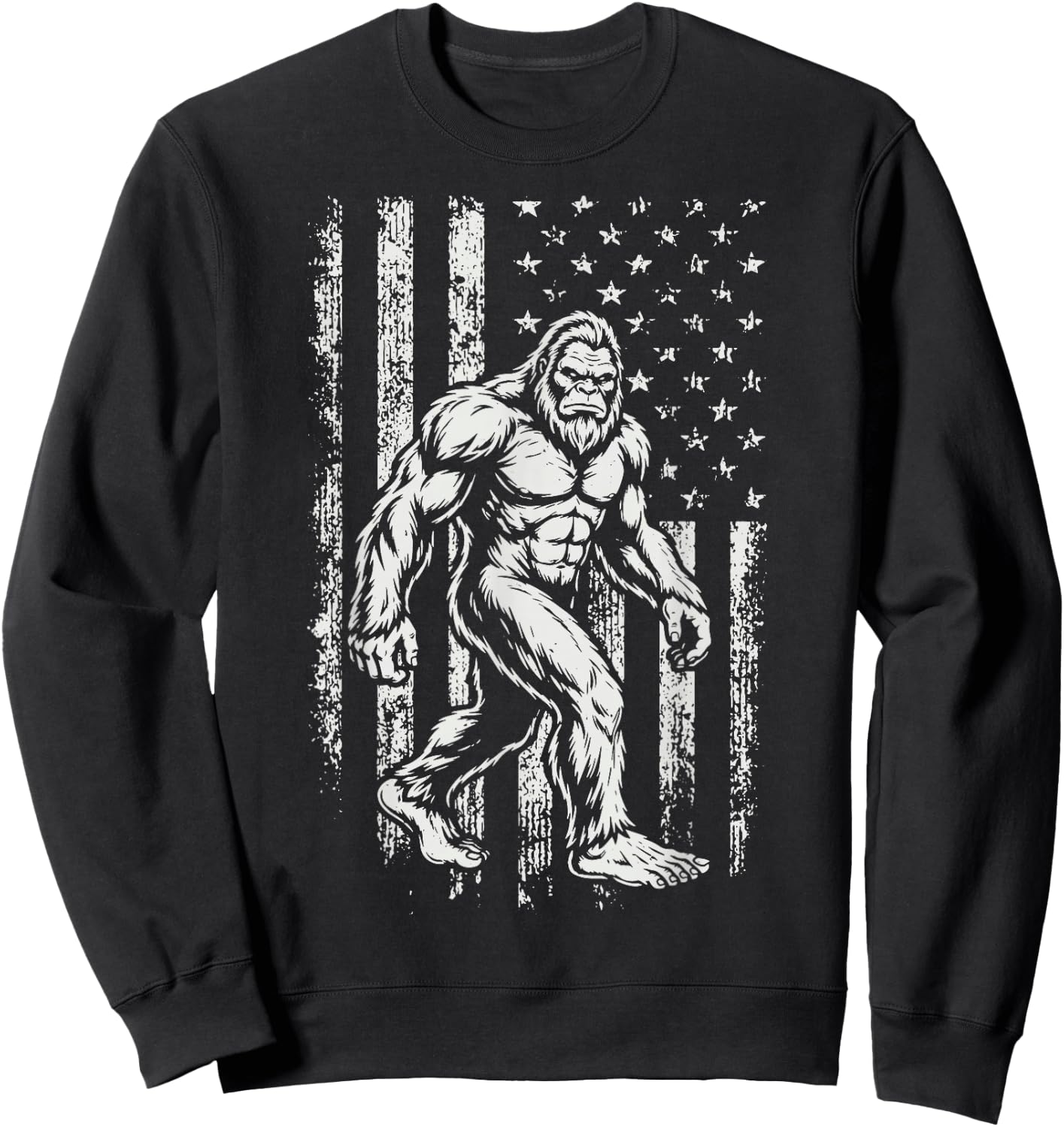 Bigfoot US Flag 4th of July Sweatshirt - Sweatshirt | Black