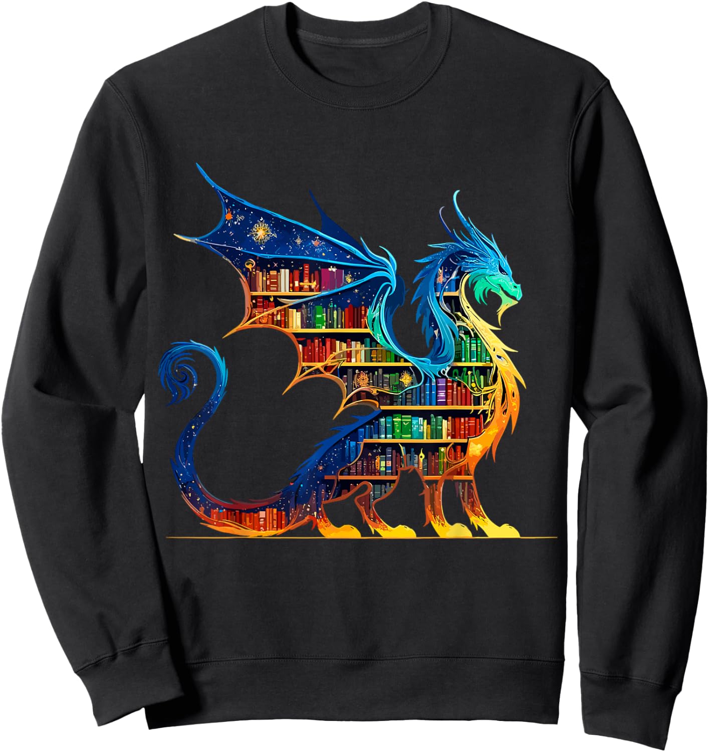 Book Dragon Reading Book Lover Sweatshirt - Sweatshirt | Black