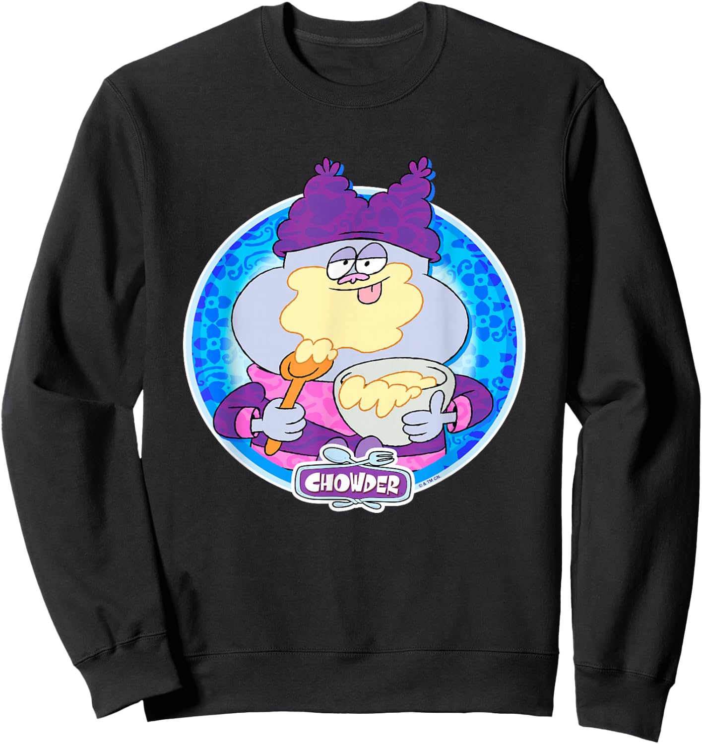 Chowder Licking The Spoon With Bowl Mix Vintage Portrait Sweatshirt - Sweatshirt | Black