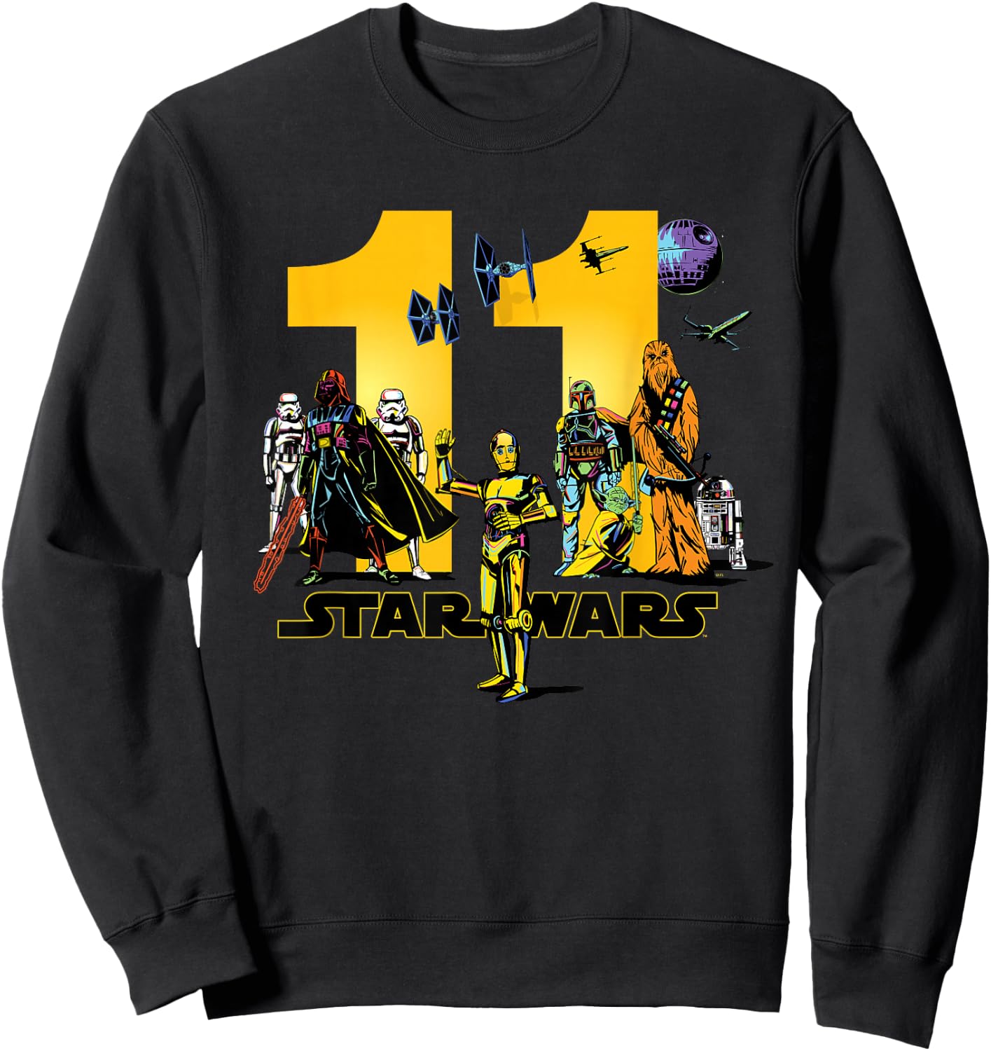 Star Wars Classic Characters Eleventh Birthday 11 Years Old Sweatshirt - Sweatshirt | Black