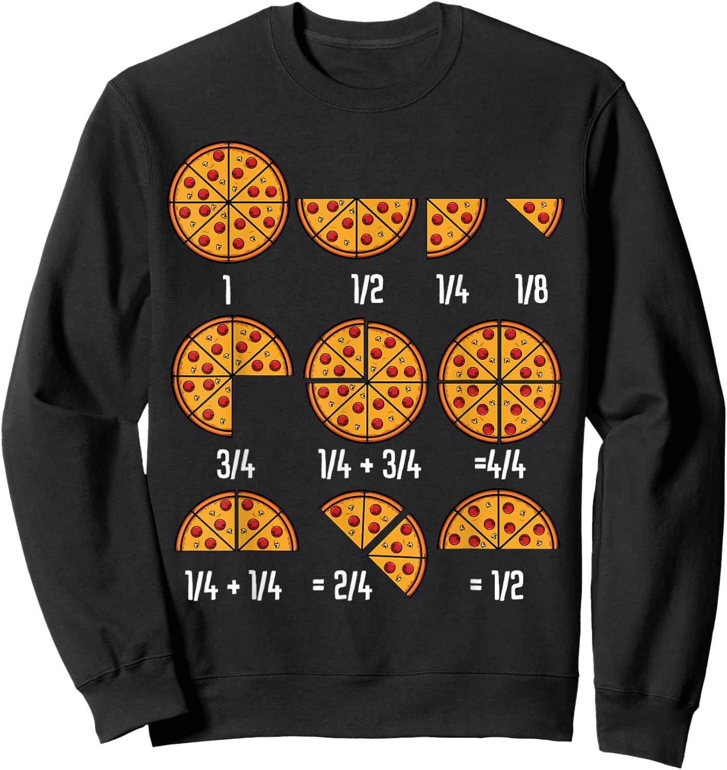 Pizza Maths Fractional Calculation Italian Food Kitchen Sweatshirt - Sweatshirt | Black