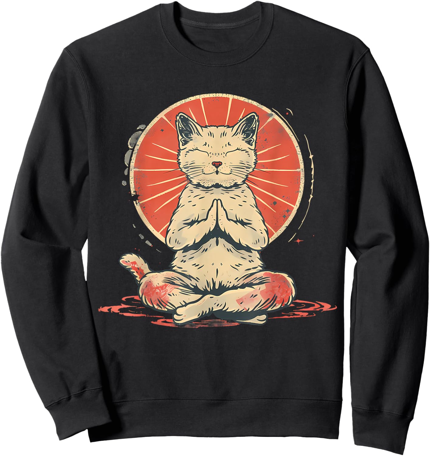 Cat Meditation Zen Buddha Spirituality Hindu Buddhist Women Kids Sweatshirt - Sweatshirt | Black